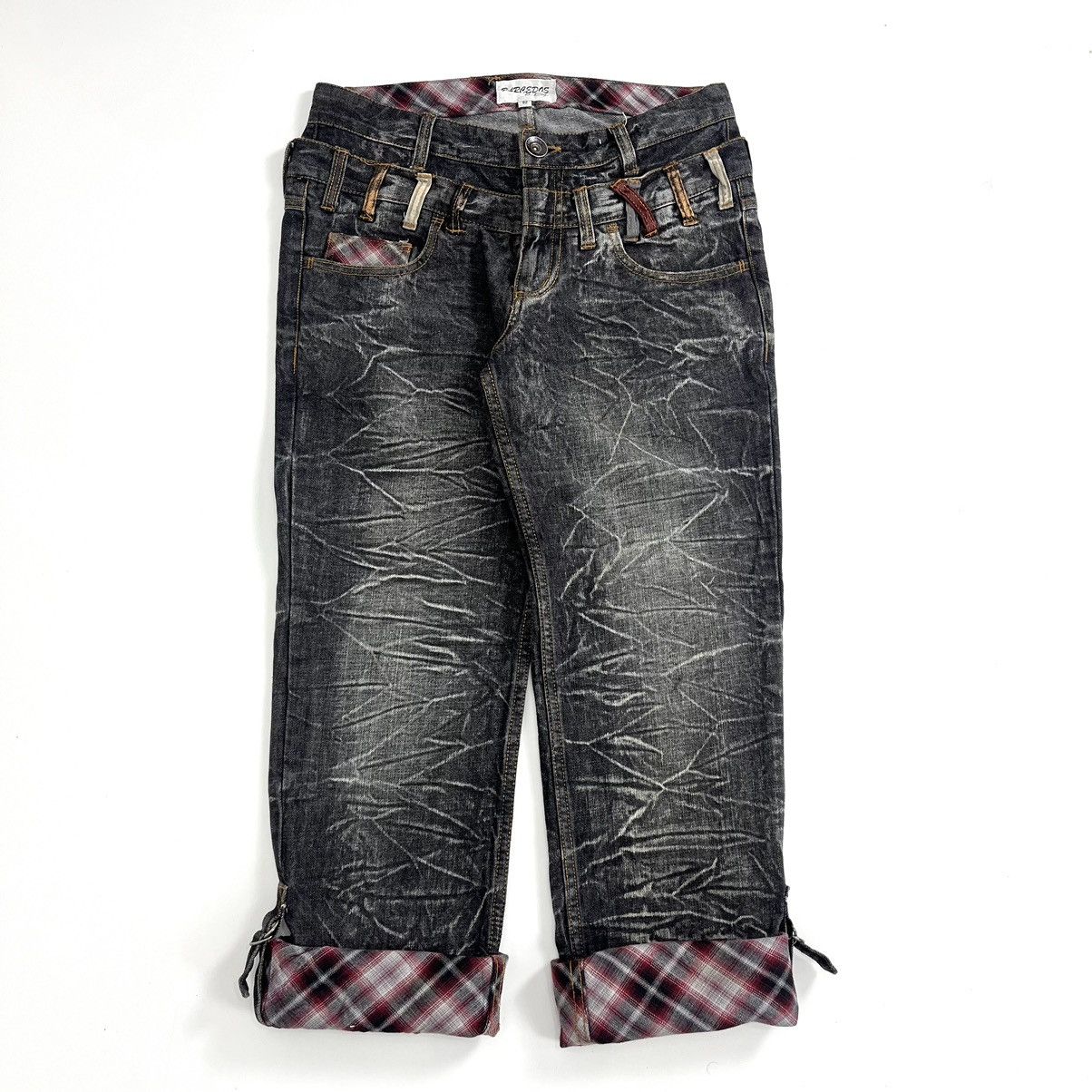 If Six Was Nine × Le Grande Bleu (L.G.B.) × Tornado Mart Destroyed Y2k Barcedos Double Waist Lightning Desain Jeans Size US 31 - 2 Thumbnail