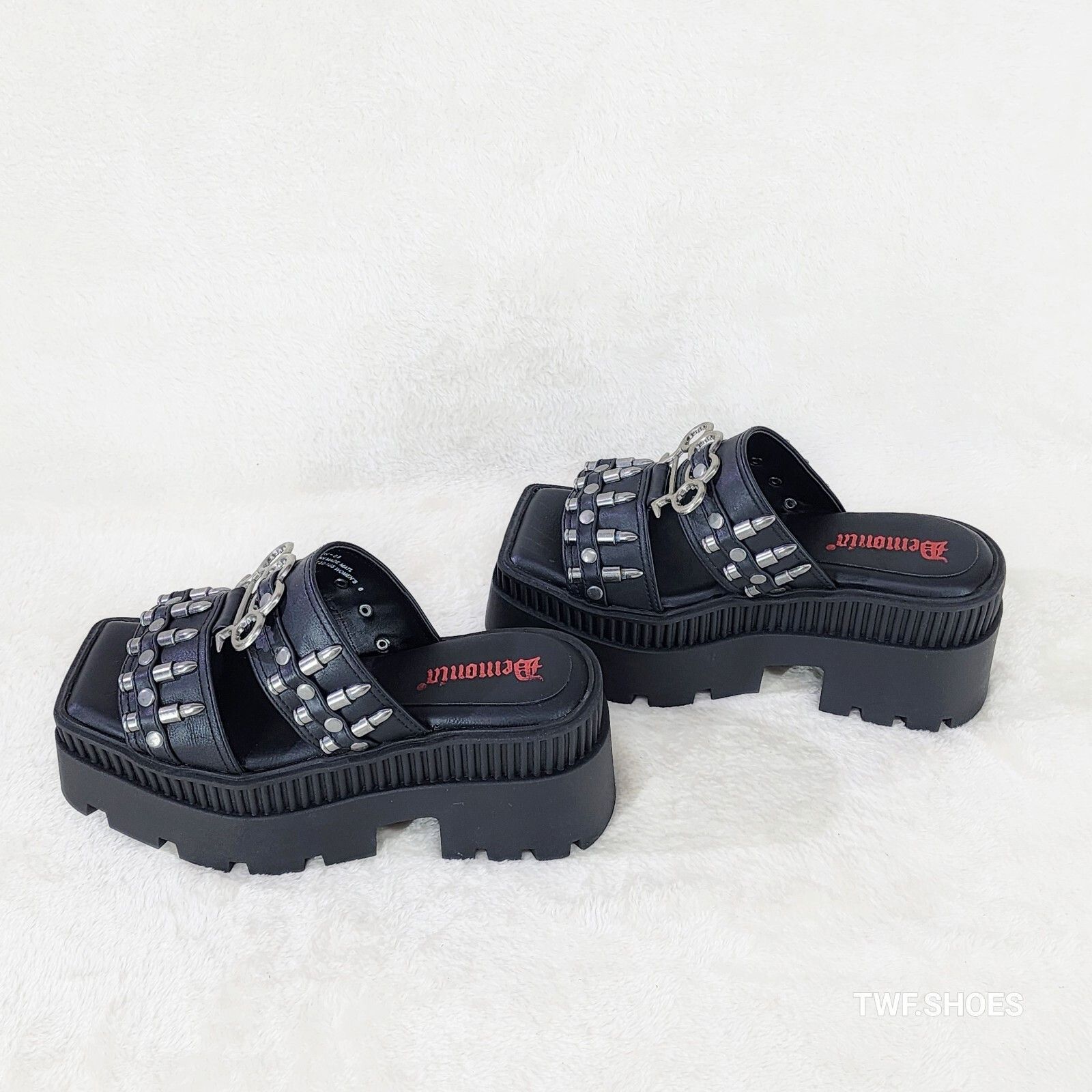 Demonia Cult DEMONIA Wrath Bullet Stud Brass Knuckle Platform Goth Sandal Size US 9 / IT 39 - 3 Thumbnail