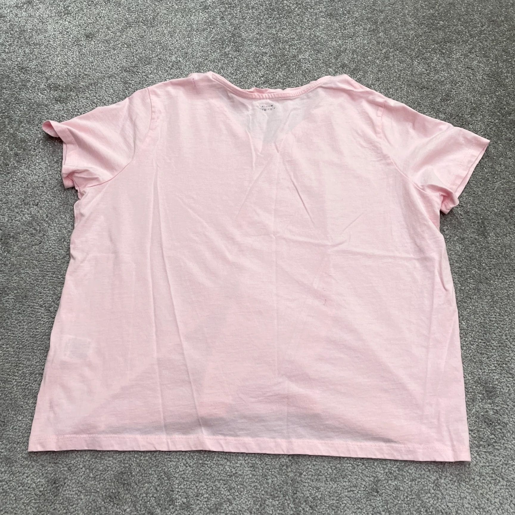 Lands' End Lands' End Womens T-Shirt Pink V-Neck Short Sleeve Cotton Basic Tee XLP Plus Size Adult Womens Top Size XL / US 12-14 / IT 48-50 - 2 Thumbnail