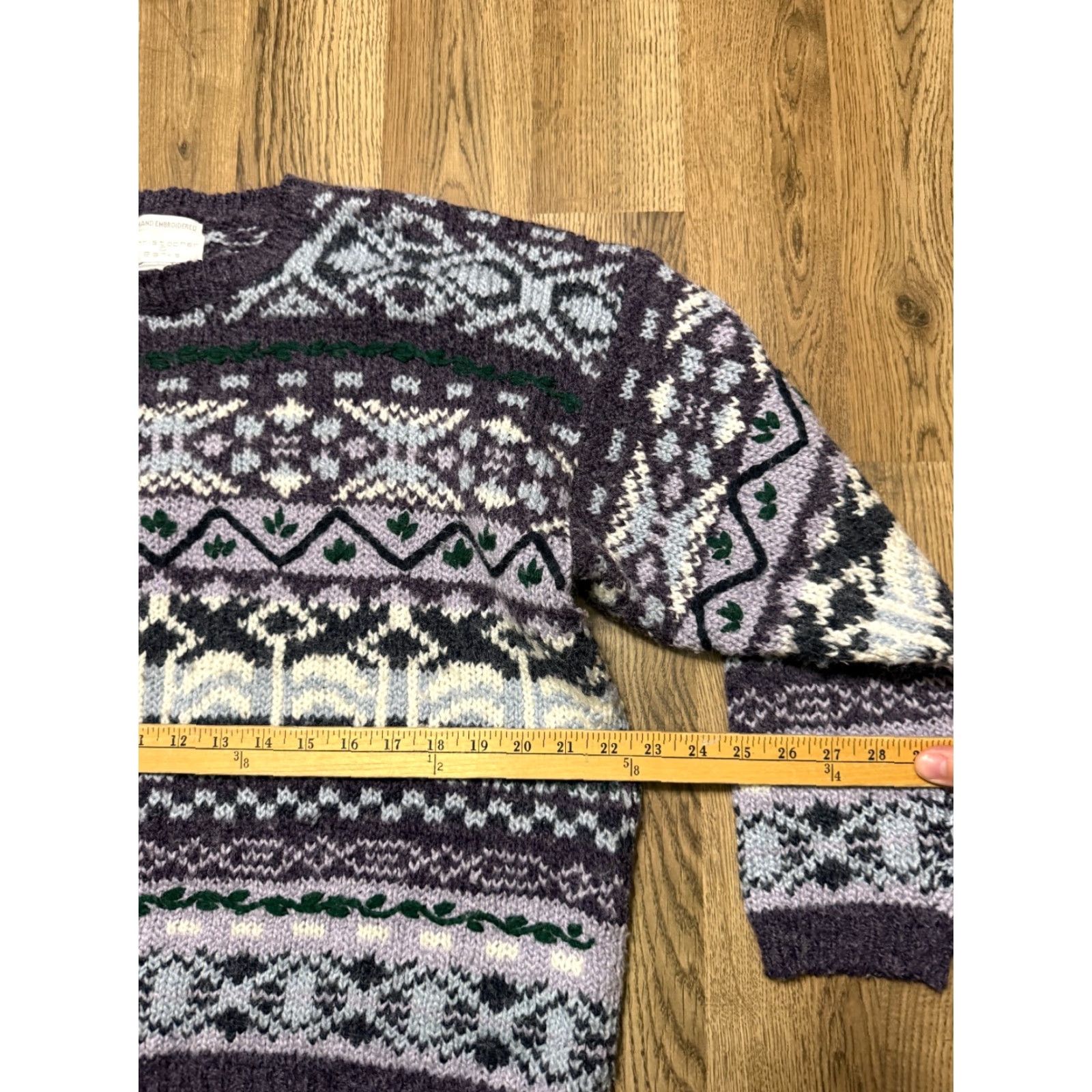 Vintage Christopher & Banks Sweater Women L Purple Blue Green Wool Blend Knit Crew Neck Pullover Casual Fall Winter Spring Summer Regular Size L / US 10 / IT 46 - 7 Thumbnail