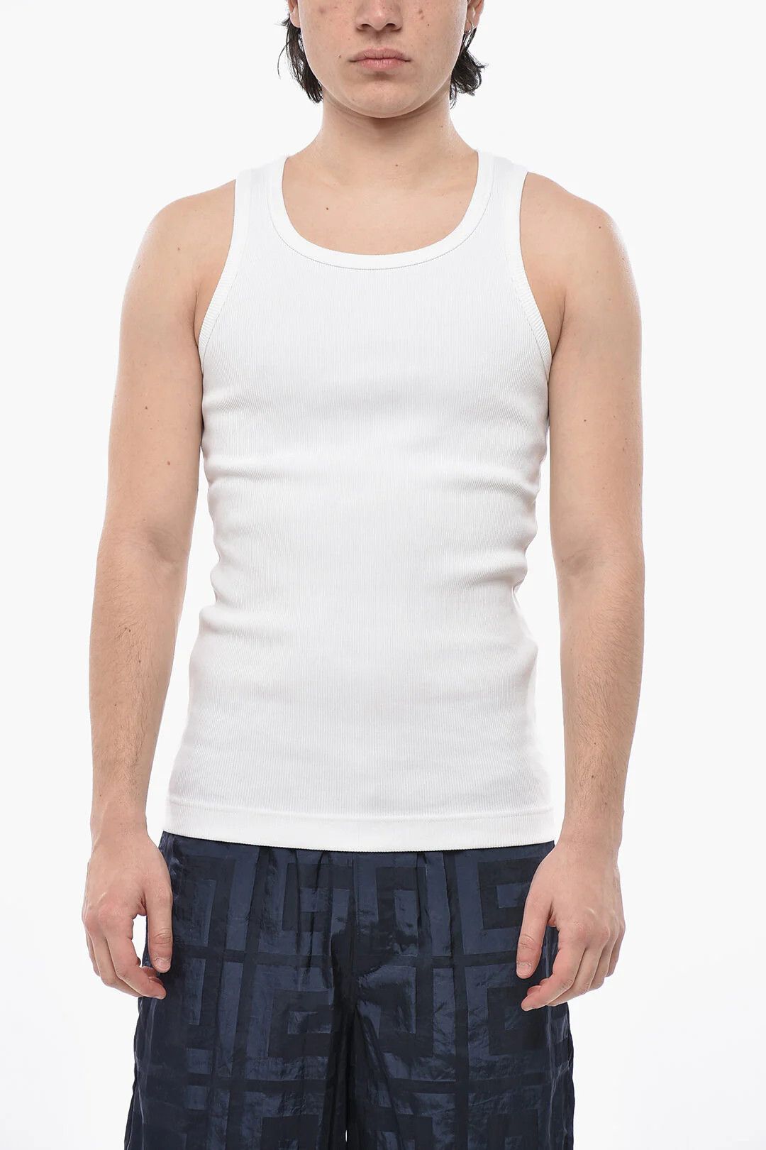 Givenchy og1mm0326 Ribbed Stretch Cotton Tank Top in White Size US S / EU 44-46 / 1 - 1 Thumbnail