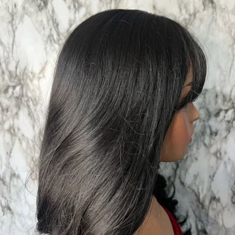 Other 26 Inch Long Wave Curly Black Wig with Bangs density 200% Size ONE SIZE - 3 Thumbnail