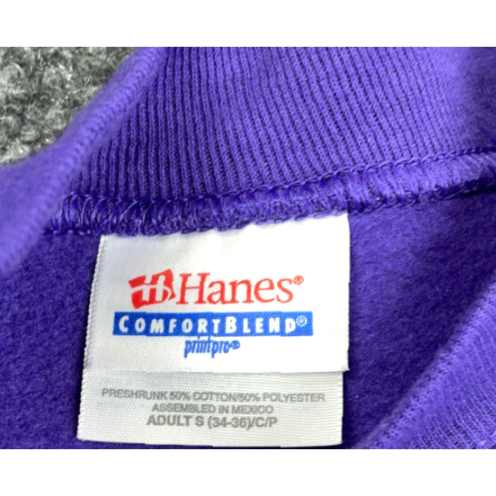 Hanes Hanes Sweatshirt Adult Small Purple Embroidered 90s Retro Graphic Print Women Pullover Crew Neck Size S / US 4 / IT 40 - 4 Thumbnail