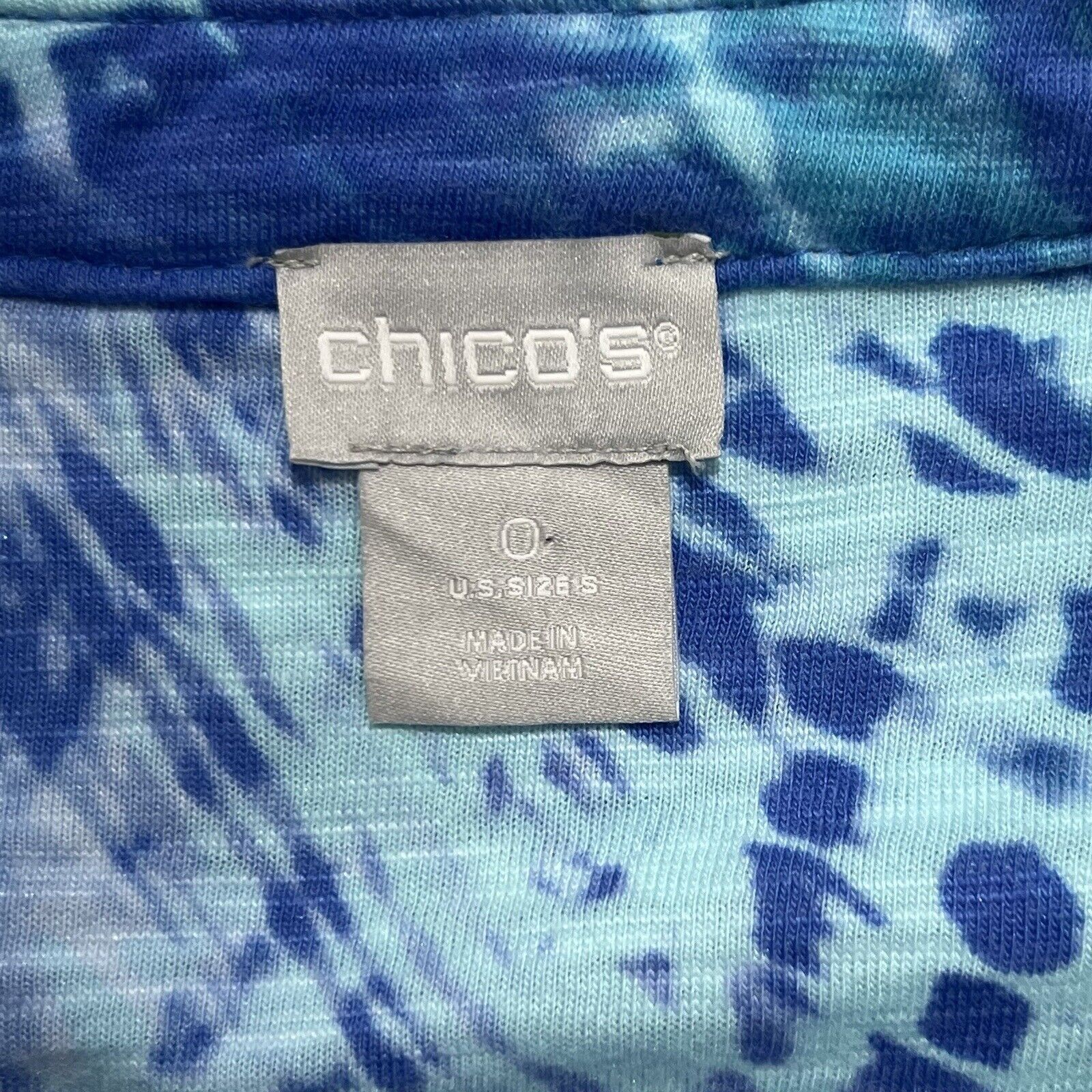 Chicos Chico's Women's Small Long Sleeve V-Neck Blue Patterned Top Size S / US 4 / IT 40 - 3 Thumbnail