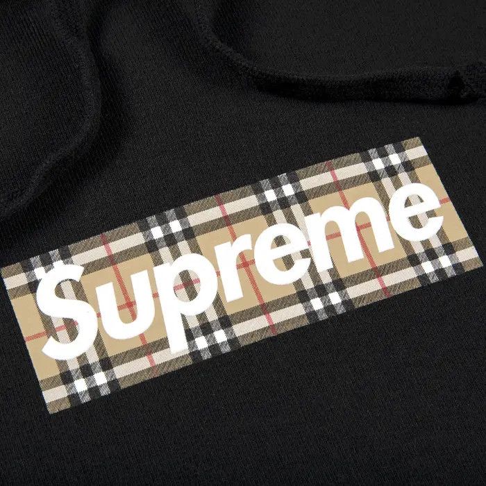 Burberry × Supreme Supreme x Burberry Box Logo Hooded Sweatshirt 'Black' Size US M / EU 48-50 / 2 - 6 Thumbnail