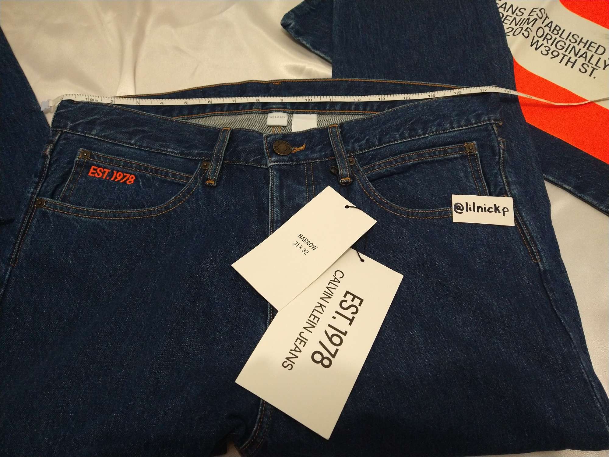 Calvin Klein 205W39NYC EST. 1978 Narrow Leg Apollo Blue Jeans Size US 31 - 4 Thumbnail