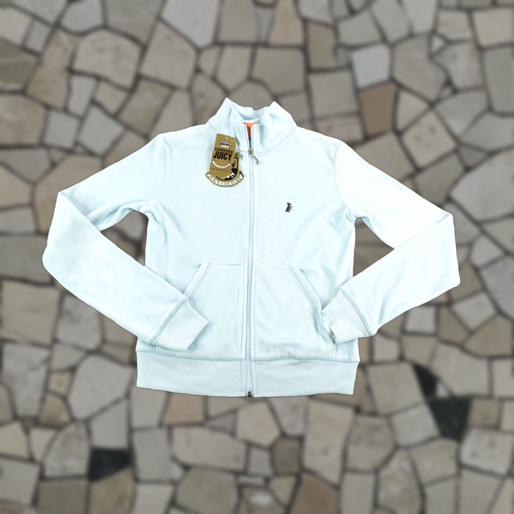 Juicy Couture VINTAGE Juicy Couture Jacket Womens Small Blue Velour Track Suit Top NWT 90s USA Size S / US 4 / IT 40 - 1 Thumbnail