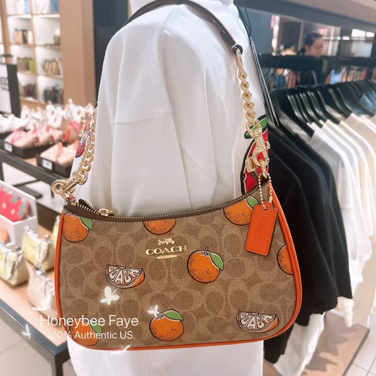 Coach Teri Shoulder Bag In Signature With Orange Print CAL80 Size ONE SIZE - 4 Thumbnail