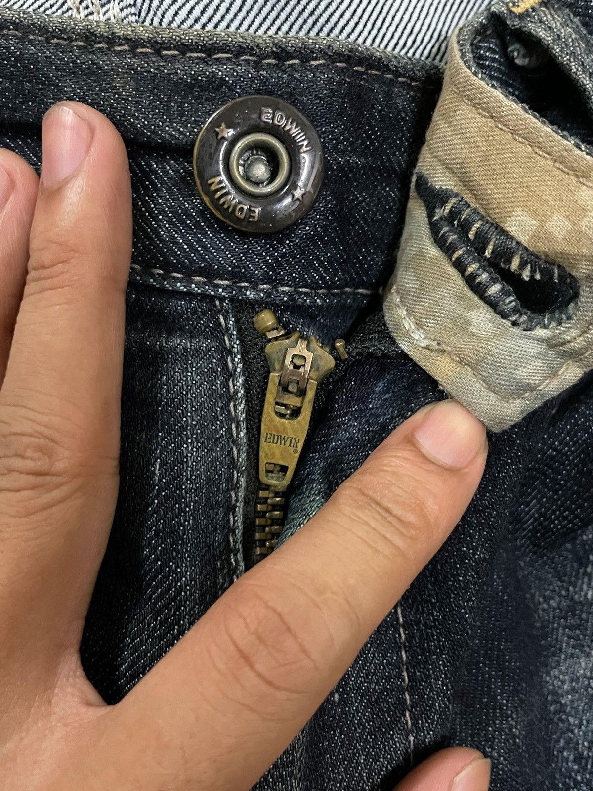 Edwin Vtg Edwin E-Function Mud Wash Camo Lining Ripped Baggy Jeans Size US 36 / EU 52 - 12 Thumbnail