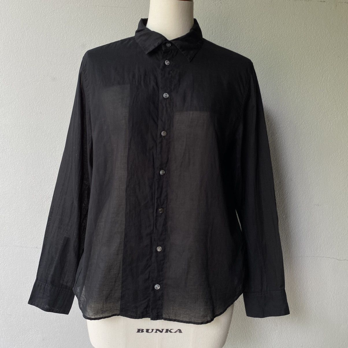 Issey Miyake × Japanese Brand Sunao kuwahara Sheer Black Long Sleeve Shirt Size M / US 6-8 / IT 42-44 - 1 Thumbnail