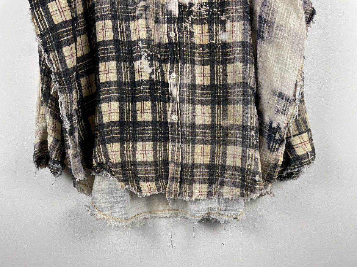 R13 R13 24SS Shredded Seam Bleached Plaid Oversize Flannel Shirt Size US S / EU 44-46 / 1 - 8 Thumbnail