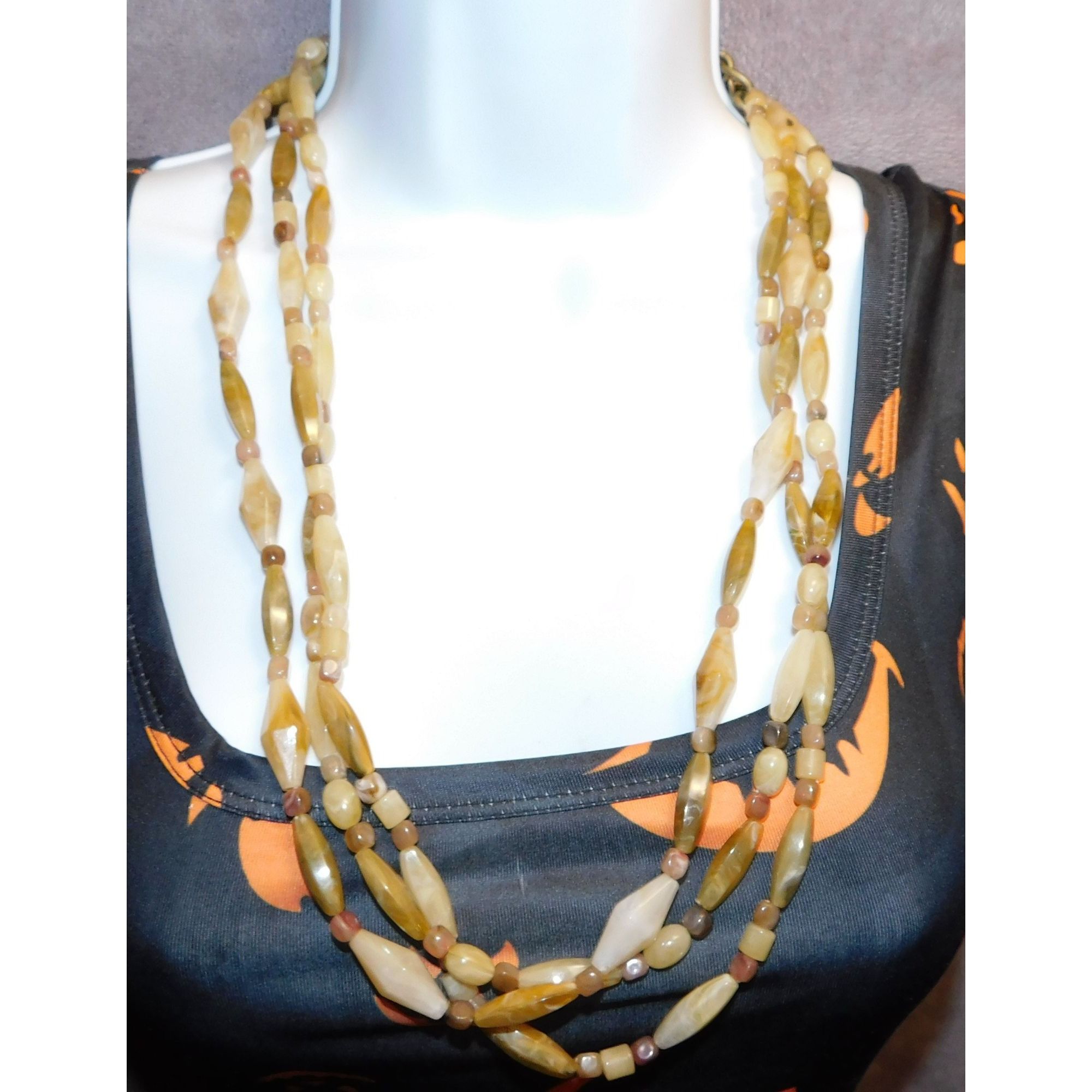 Other Retro Bohemian Faux Agate Beaded Layered Necklace Size ONE SIZE - 1 Thumbnail