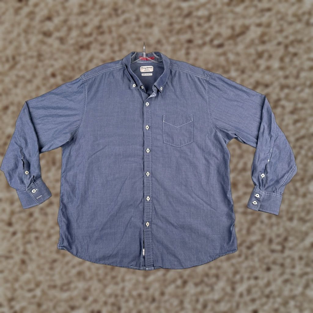 Tommy Bahama Tommy Bahama Shirt Men XL Blue Long Sleeve Button-Up with Pocket, Aloha Resort Style, 100% Cotton/Tencel Blend, Slim Fit Size US XL / EU 56 / 4 - 1 Thumbnail