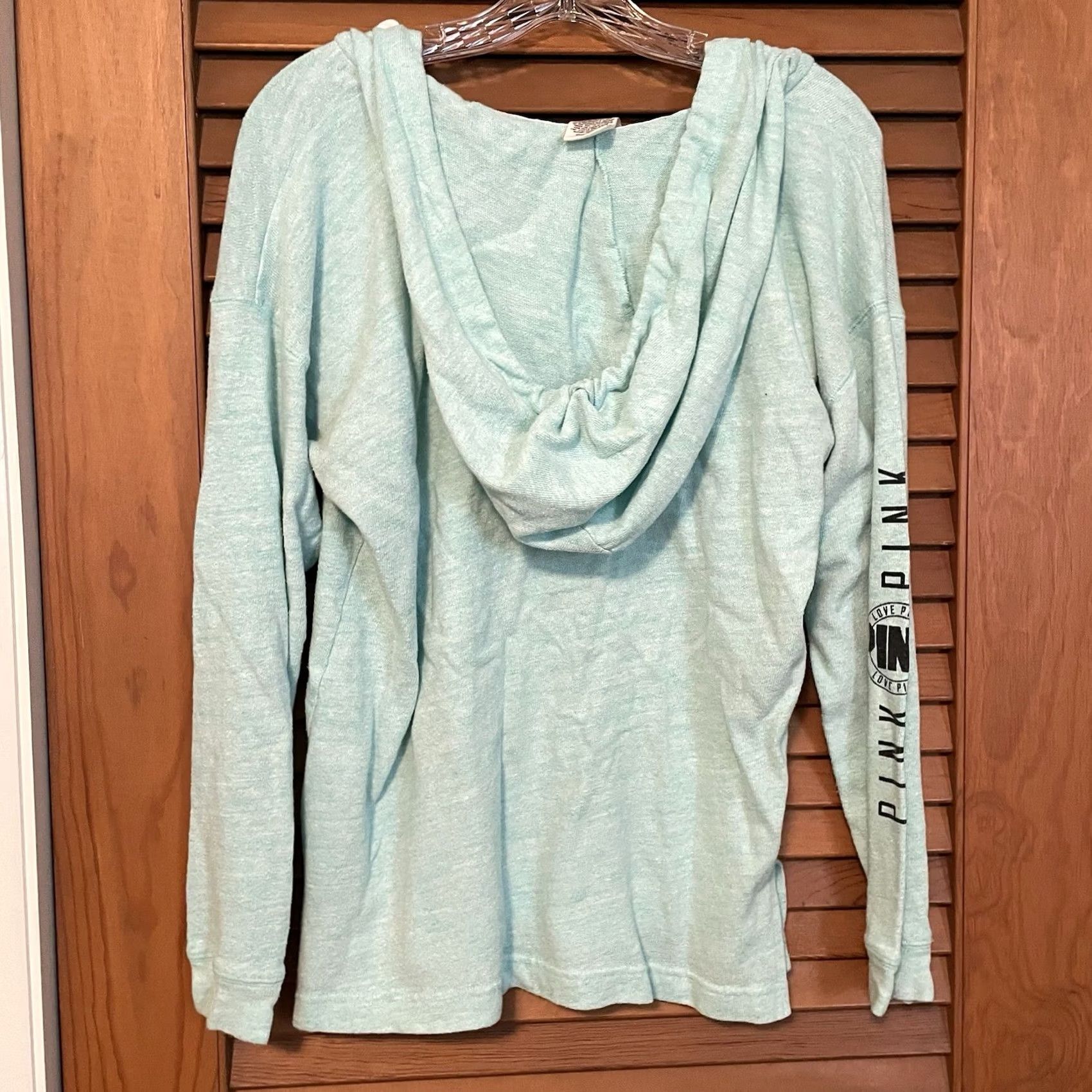 Victoria's Secret VINTAGE Victoria's Secret PINK Beach Fleece Pullover Tunic Hoodie Mint Lt Turquoise S Hoodie Womens, Beach, 90s, Angel, College, Fairytale & Fantasy Size S / US 4 / IT 40 - 4 Thumbnail