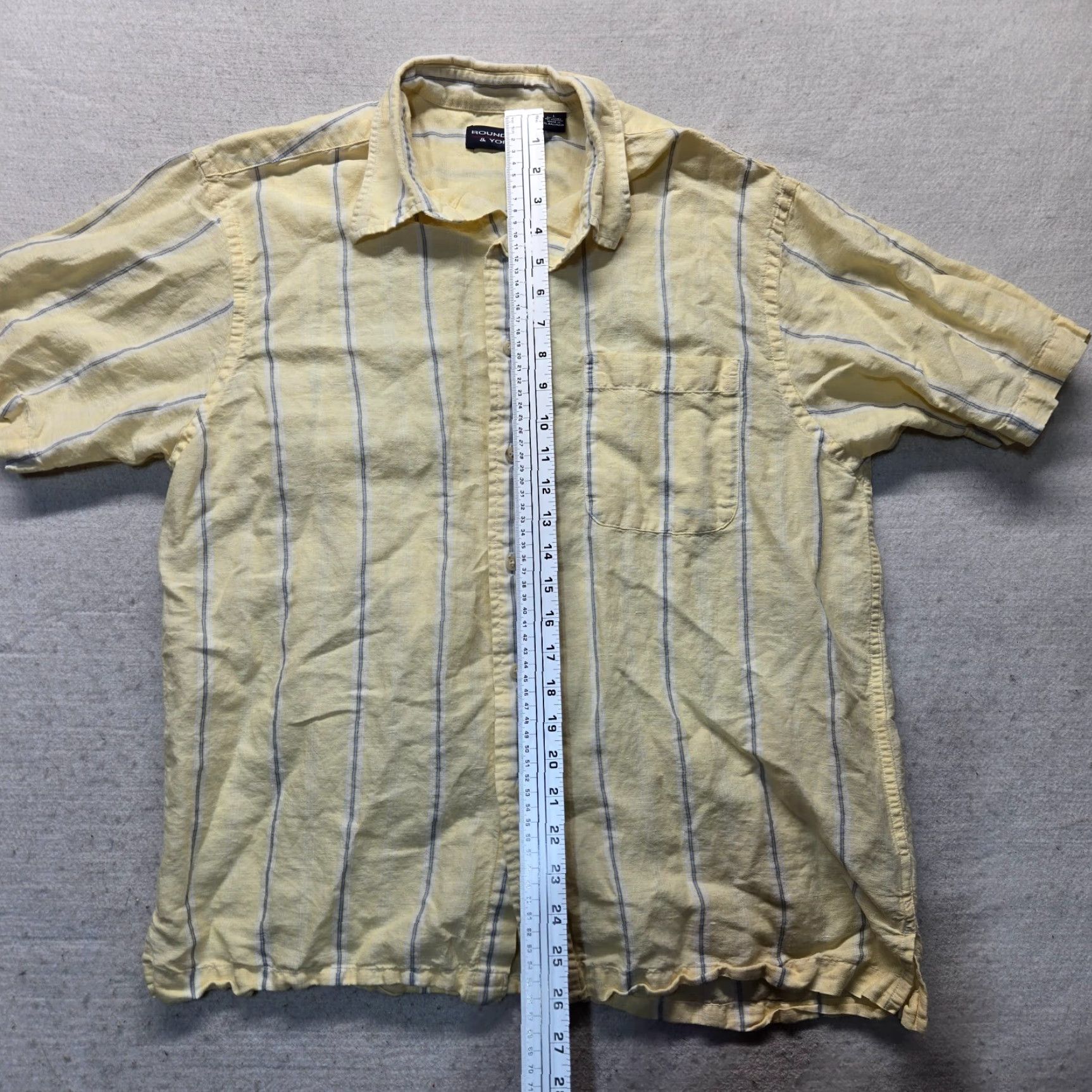 Roundtree & Yorke Roundtree & Yorke Shirt Short Sleeve Yellow Button-Up Adult Mens L Size 42R - 5 Thumbnail
