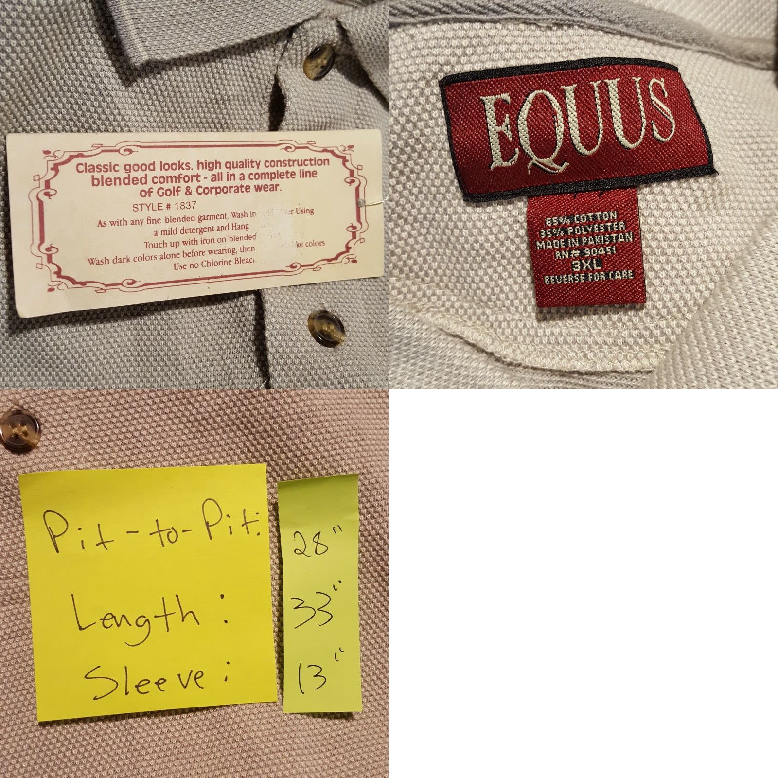 Vintage VINTAGE Equus Polo Shirt Gray 3XL Short Sleeve Knit Cotton Polyester 90s Sports Golf Tennis Shirt Mens Size US XXL / EU 58 / 5 - 8 Thumbnail