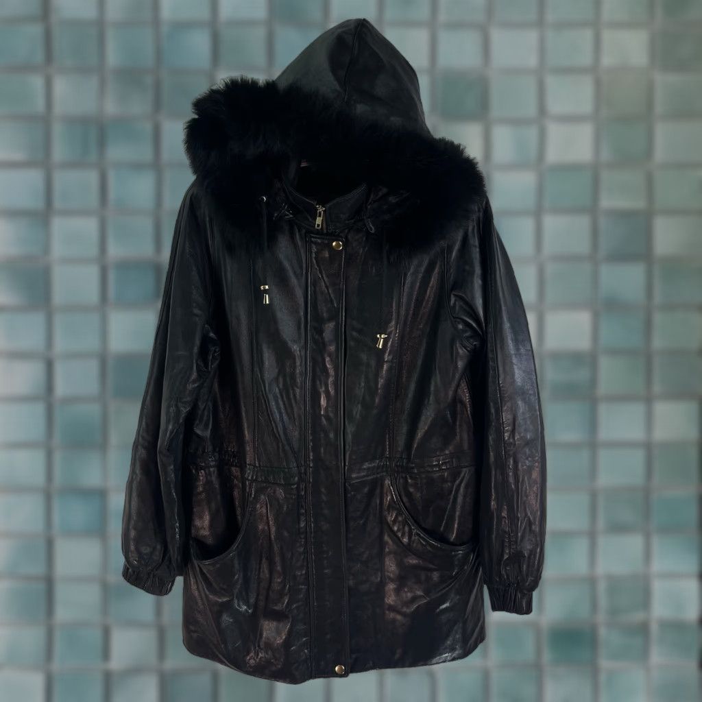Worthington Worthington Lambskin Leather Fox Fur Hooded Jacket Womens M Black Size M / US 6-8 / IT 42-44 - 1 Thumbnail