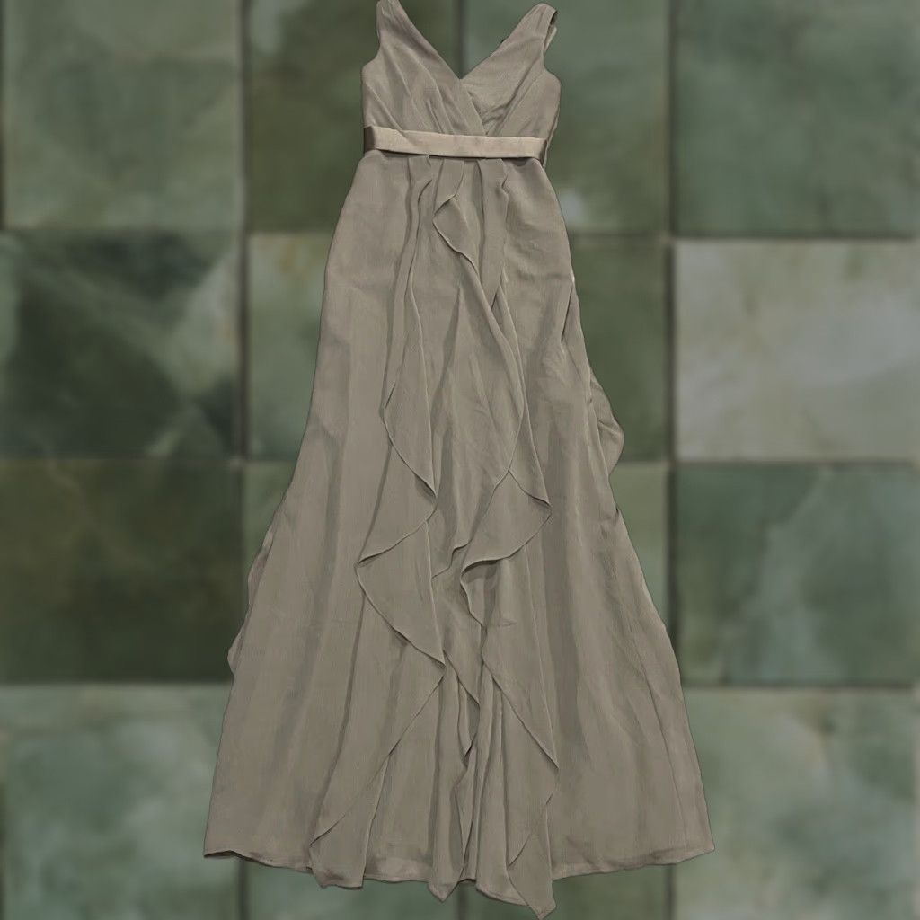Vera Wang VERA WANG Bridesmaid Dress Gown Woman Sleeveless V-Neck Charcoal Gray Long Formal Cocktail 0 Size 0 Regular Polyester Size XS / US 0-2 / IT 36-38 - 1 Thumbnail