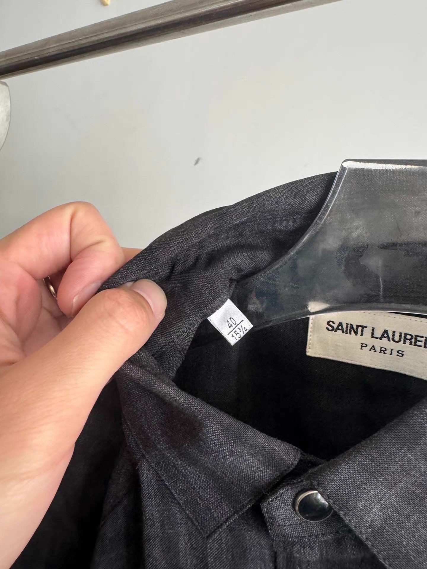 Saint Laurent Paris Saint Laurent SLP Black Plaid Shirt (Hedi Era) Q17 Size US L / EU 52-54 / 3 - 4 Thumbnail