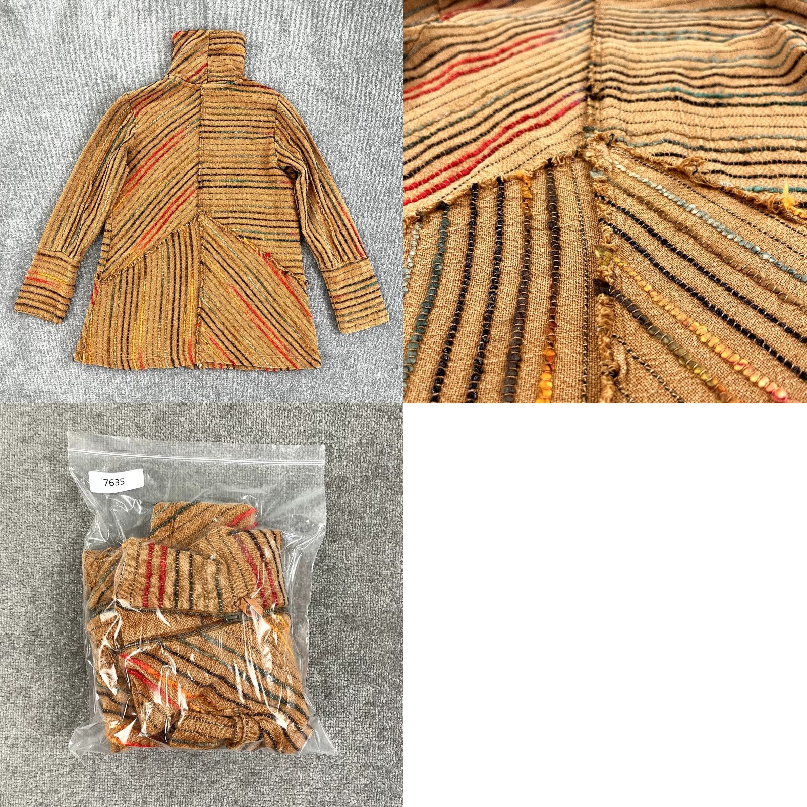 Soft Surroundings SOFT SURROUDINGS BOHO JACKET Women S Kinsale Boucle Frayed Zip Cotton Blend Brown Long Sleeve Regular Breathable Full Zip Pockets Vintage No Size S / US 4 / IT 40 - 8 Thumbnail