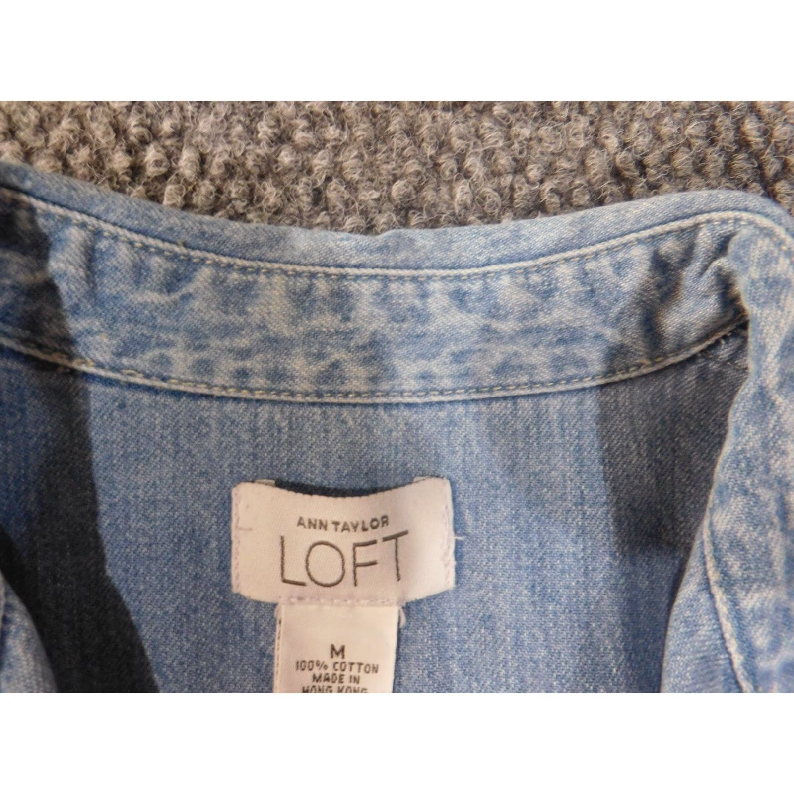 Ann Taylor Loft Shirt Denim Blue Western Casual Cotton Long Sleeve Button-Up M Womens Size M / US 6-8 / IT 42-44 - 5 Thumbnail