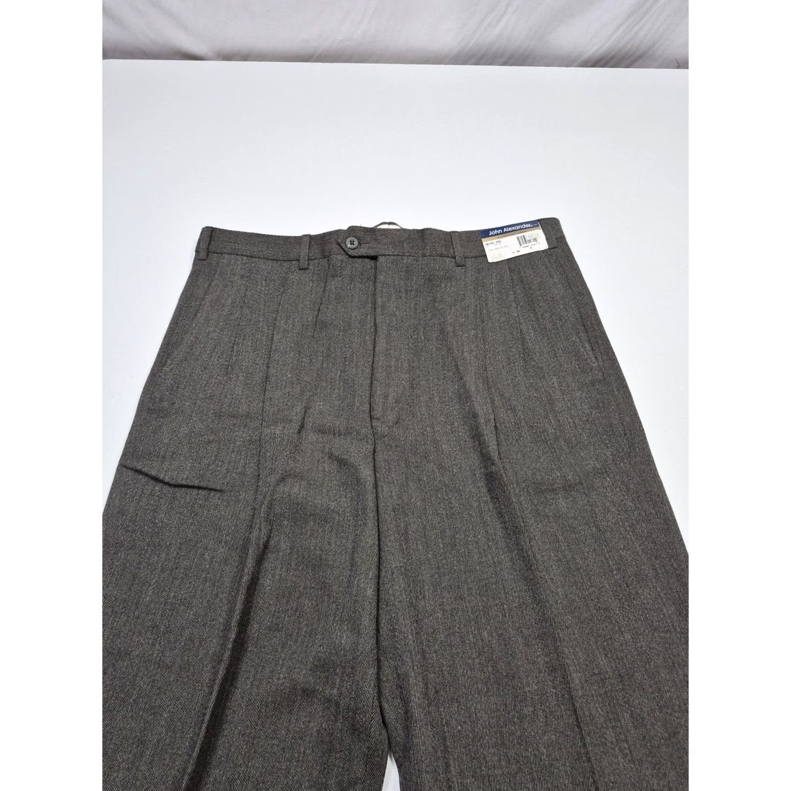 Vintage VTG John Alexander Dress Pants Men's 38x36 Gray Wool Pleated Straight Unhemmed Size US 38 / EU 54 - 2 Thumbnail