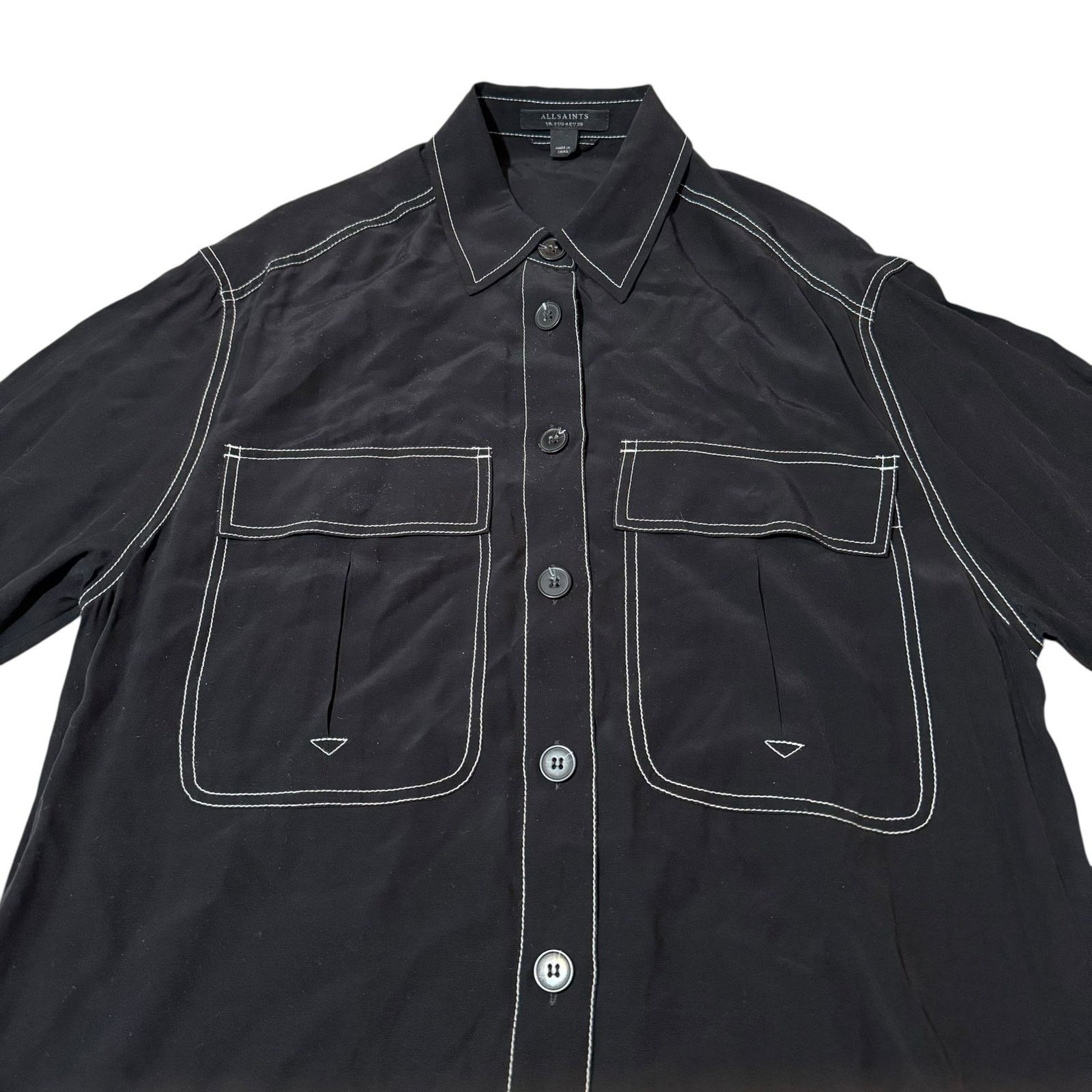 Allsaints AllSaints Vita Shirt Dress Long Sleeve Goth Black US Size 4 Size S / US 4 / IT 40 - 6 Thumbnail