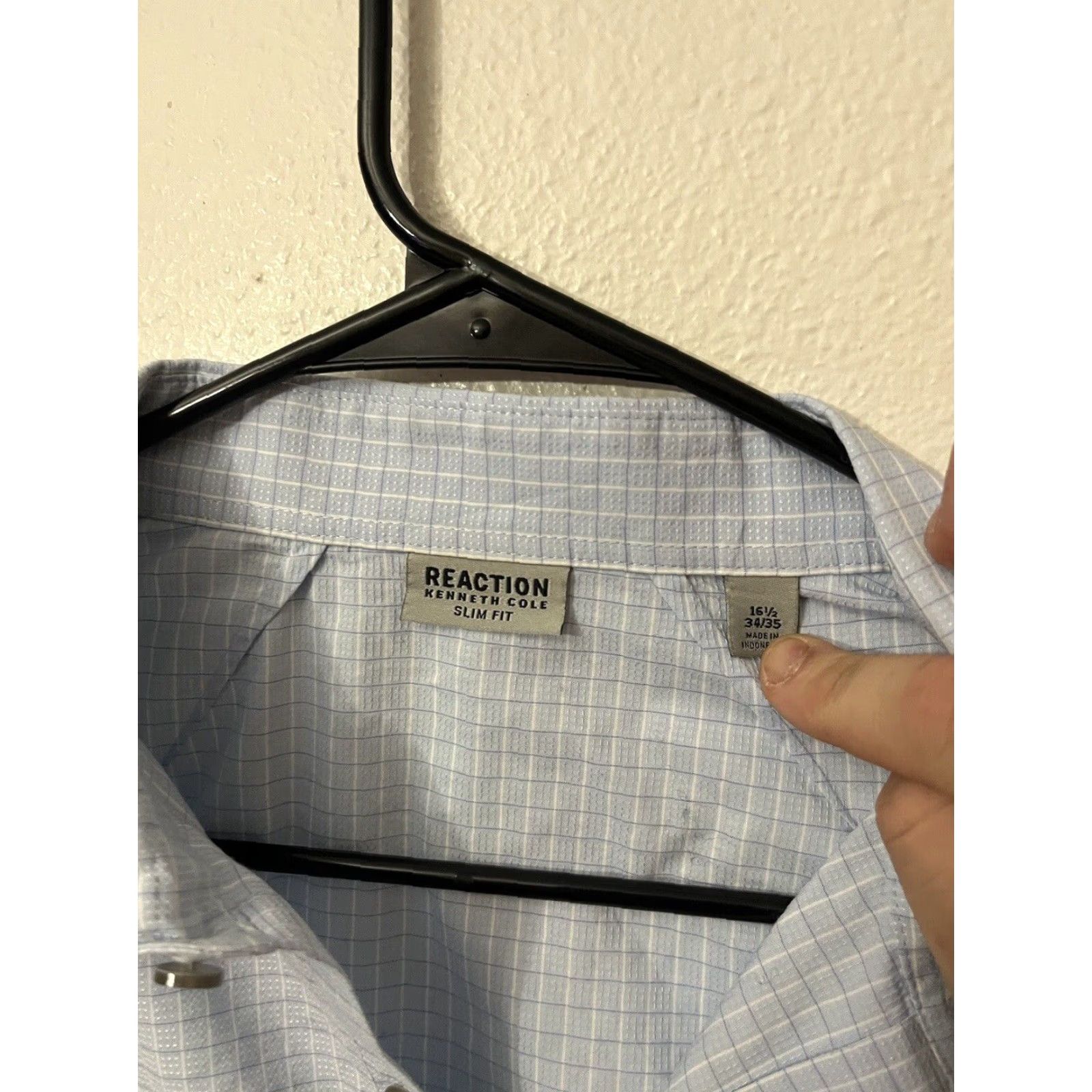 Kenneth Cole Kenneth Cole Shirt Mens L Blue Plaid Non Iron Slim Fit Button-Up Casual Shirt Size US L / EU 52-54 / 3 - 2 Thumbnail