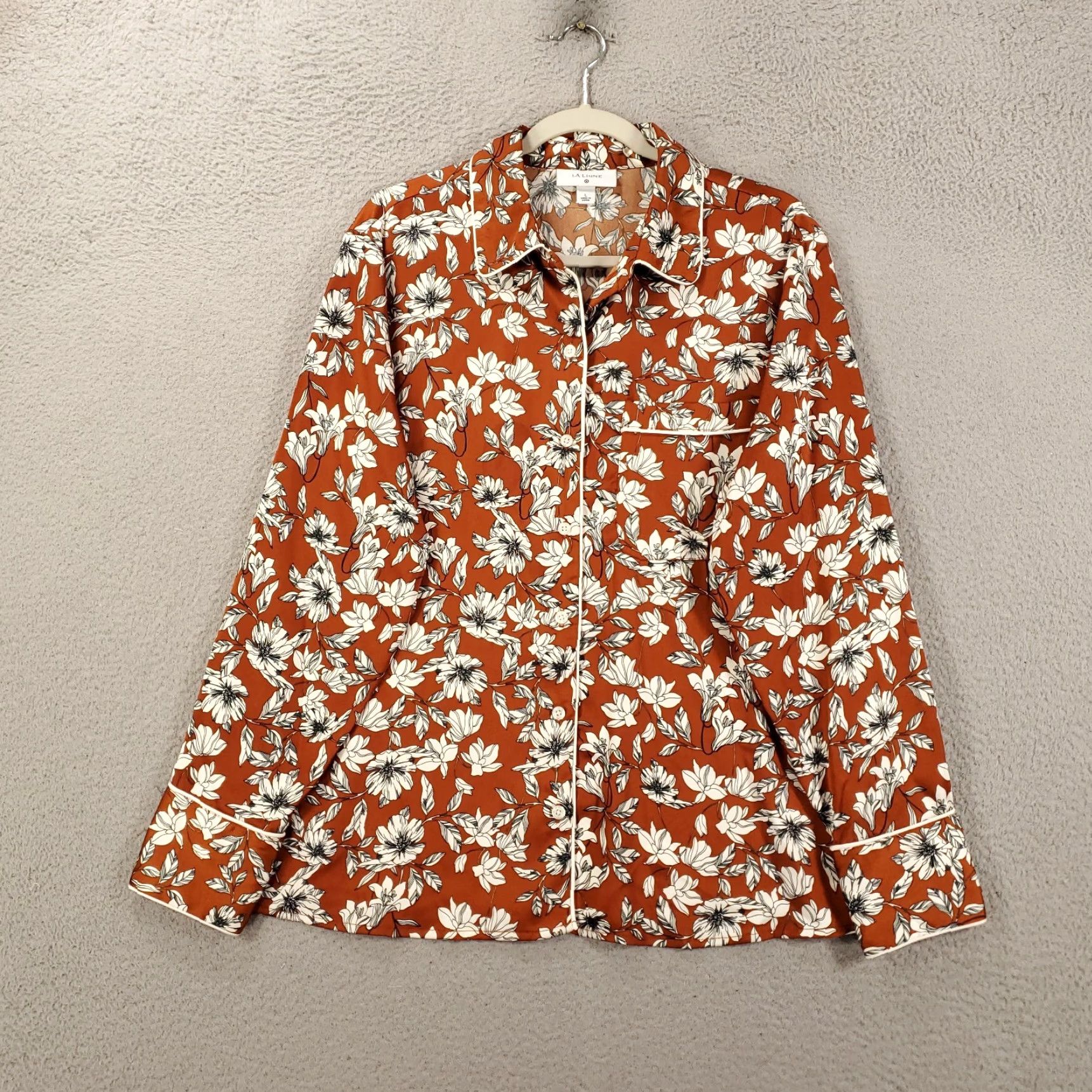 La Ligne La Ligne Top Womens Large Brown Floral Button Up Front Shirt Size L / US 10 / IT 46 - 2 Thumbnail