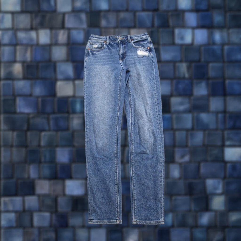 American Eagle Outfitters American Eagle Stretch Blue Denim Mom Jeans High Rise Womens Size 0 Long - Vintage - Size 25" / US 0 / IT 36 - 1 Thumbnail