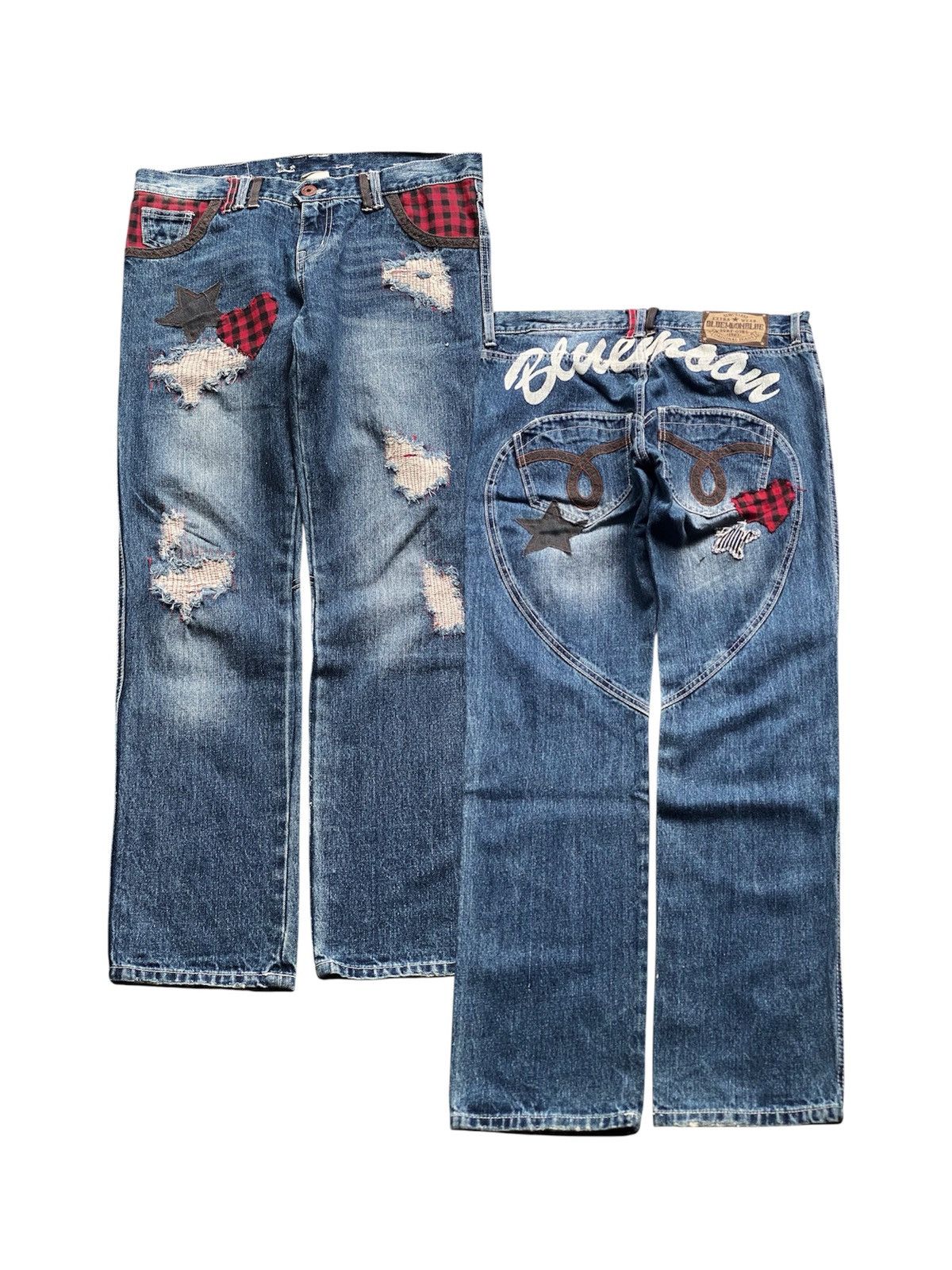 Japanese Brand RARE Y2K JAPANESE BRAND BLUEMOONBLUE CRASH REPAIR Size US 34 / EU 50 - 1 Thumbnail