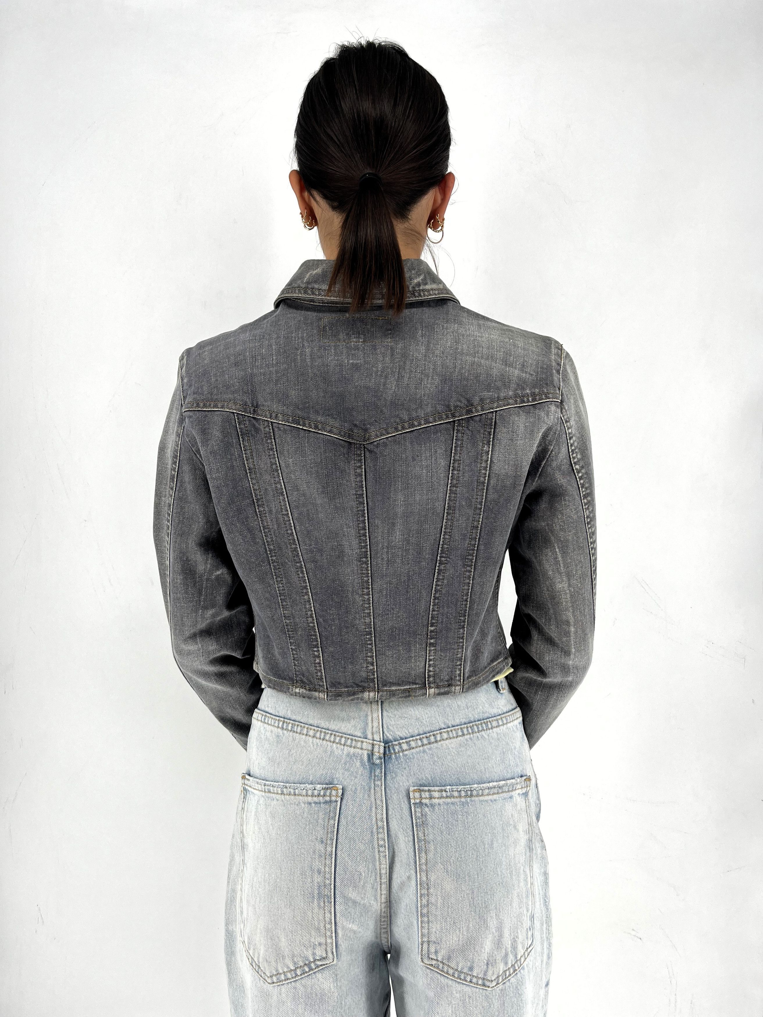 Giorgio Armani Vintage Y2K Armani Exchange Grey Denim Wash Zip Up Jacket Size S / US 4 / IT 40 - 6 Thumbnail