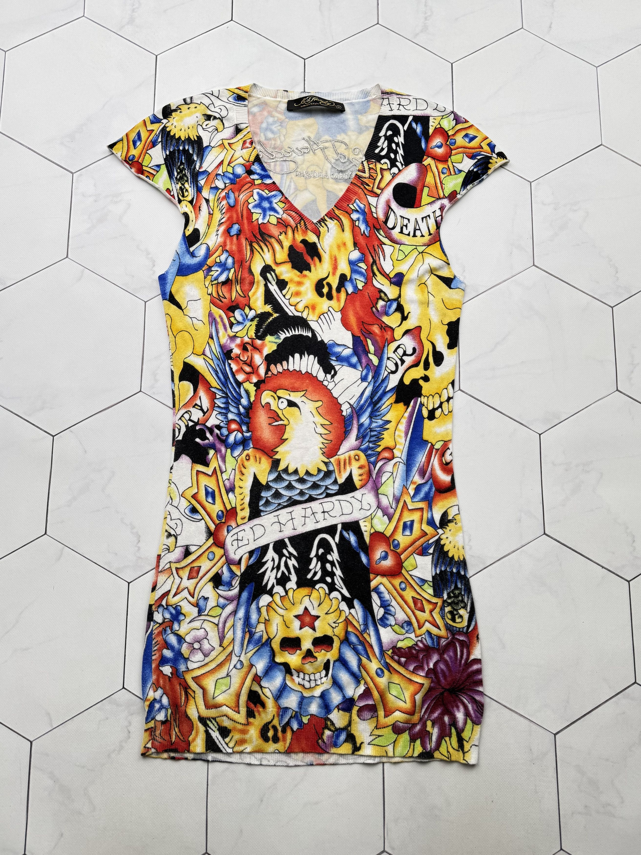 Christian Audigier Ed Hardy Vintage Dress (B189) Size M / US 6-8 / IT 42-44 - 1 Thumbnail
