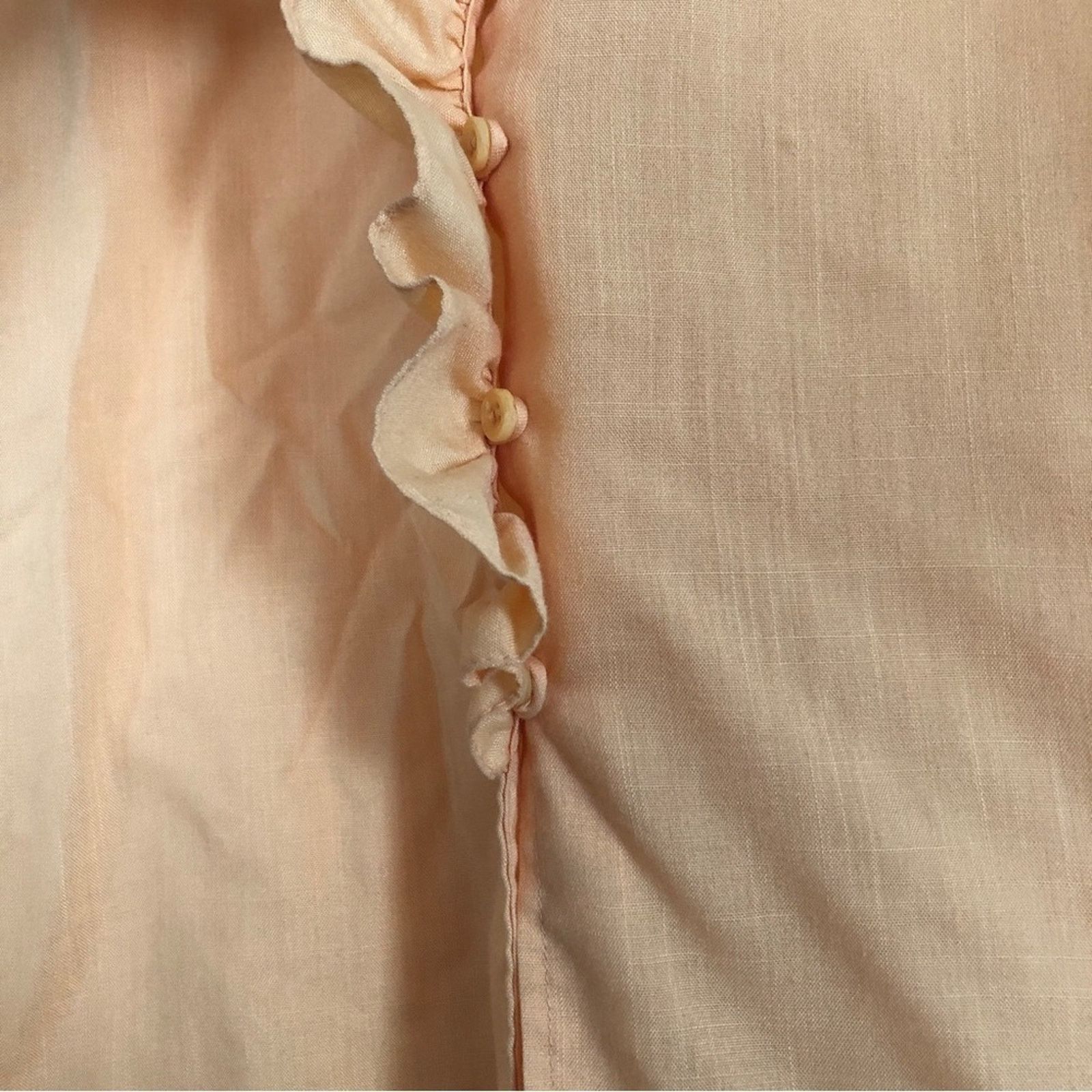 Vintage Act III Yellow Orange Button Short Sleeve Ruffle Blouse Top Size L / US 10 / IT 46 - 5 Thumbnail
