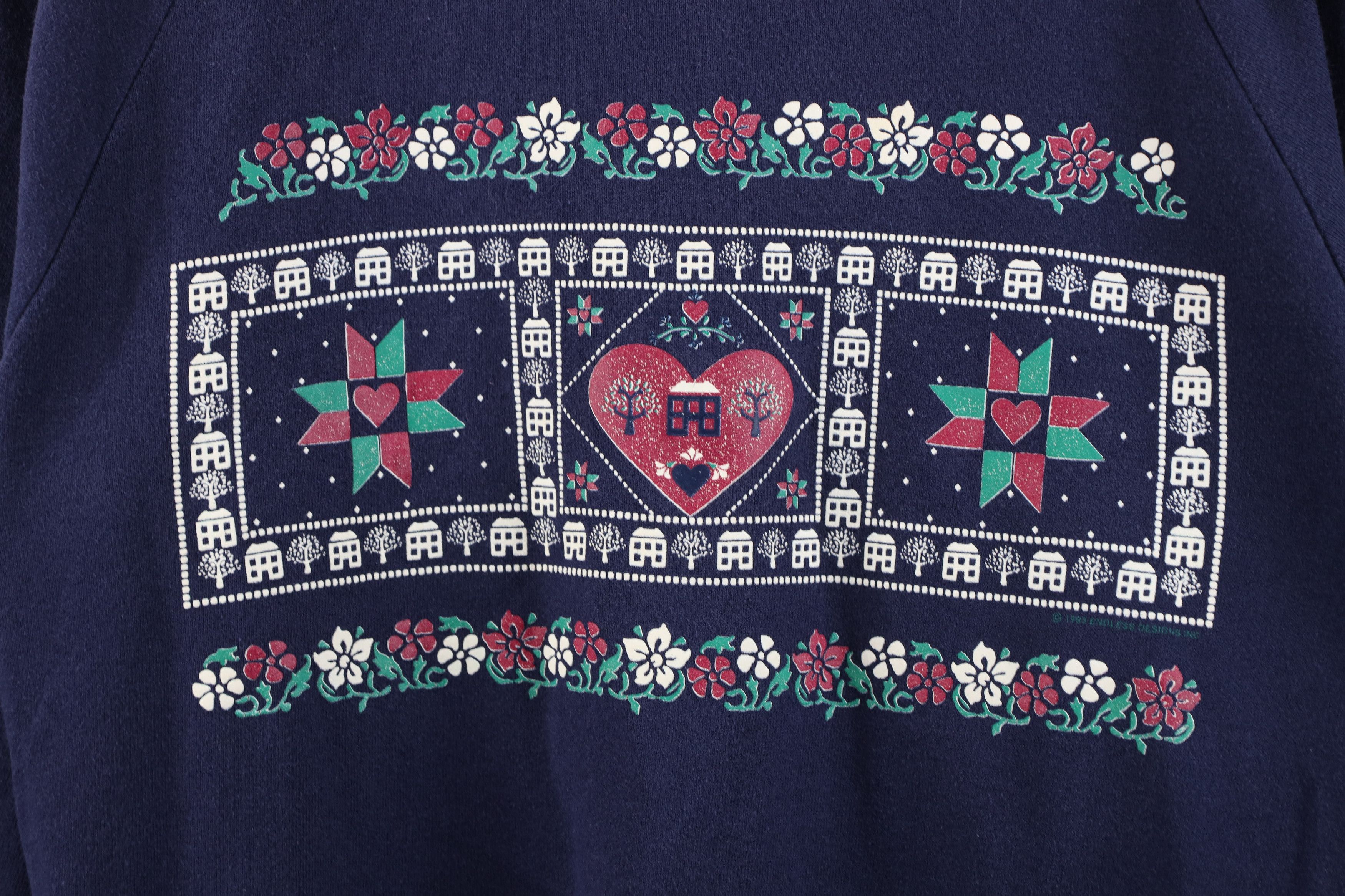 Vintage Vintage 90s Streetwear Farmhouse Flower Sweatshirt USA Size L / US 10 / IT 46 - 4 Thumbnail