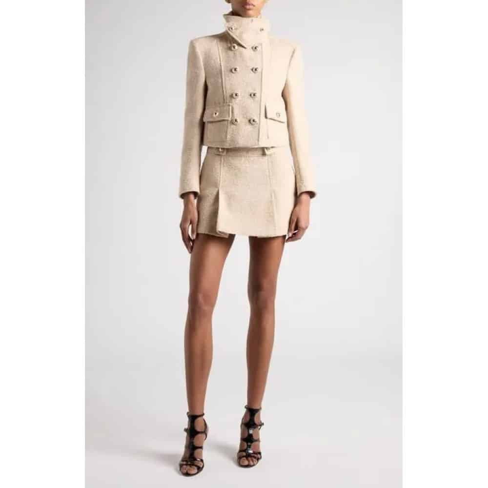 Tom Ford o1loc1c0126 GC5764 Virgin Wool Boucle Mini Skirt in Beige Size 27" / US 4 / IT 40 - 3 Thumbnail
