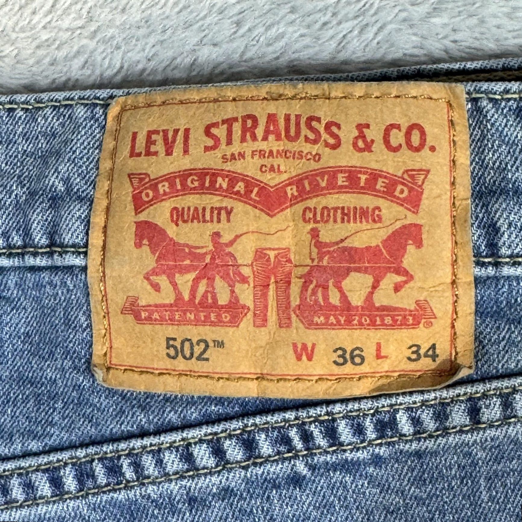 Levi's Levi's 502 Jeans Mens 36x34 Blue Whiskered Taper Regular Stretch Denim Pants Modern Size US 36 / EU 52 - 3 Thumbnail