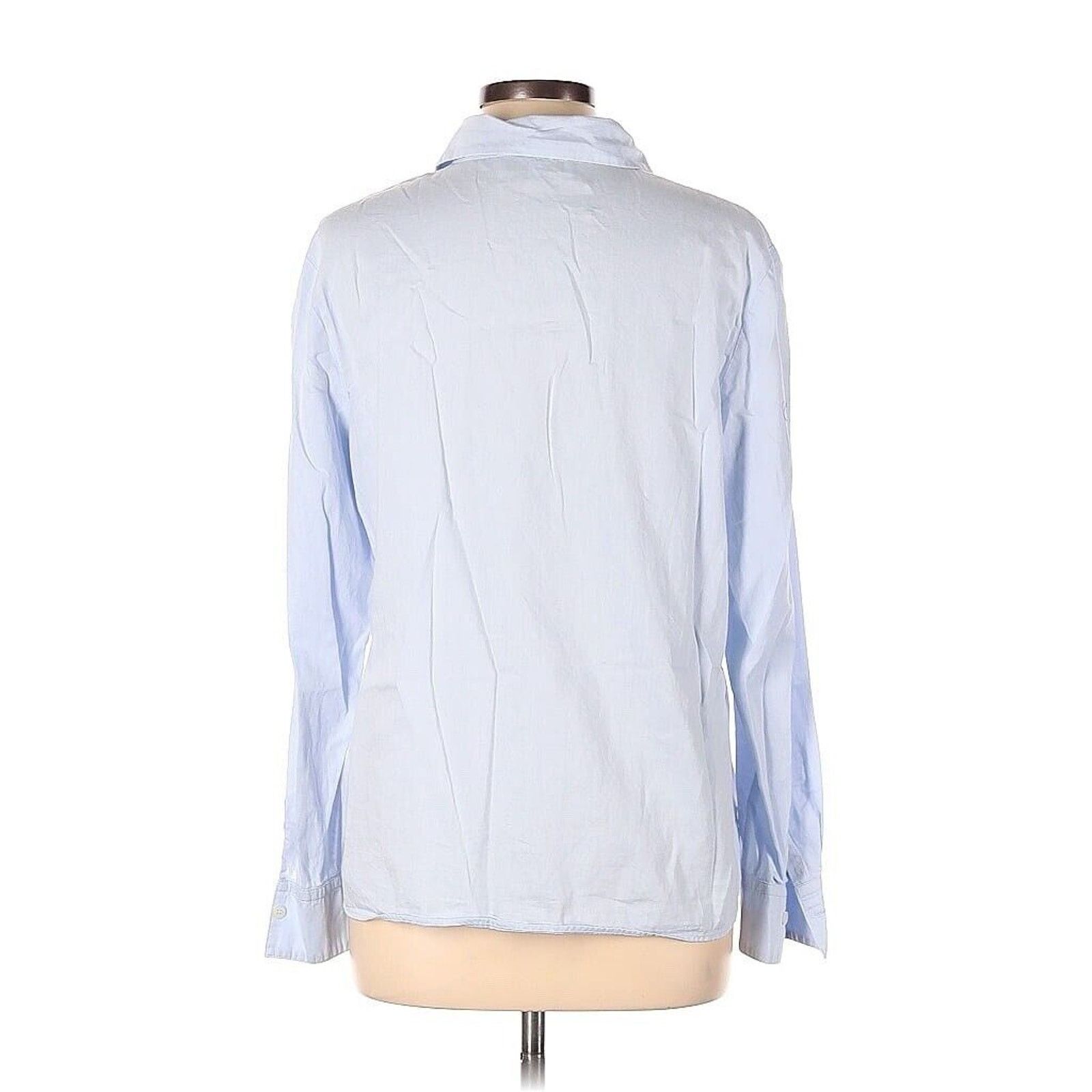Designer Vesna W Blue Cotton Poplin Collared Button Down 42 US 10 Size L / US 10 / IT 46 - 2 Thumbnail