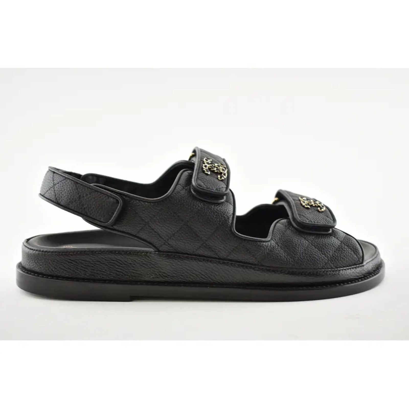 Chanel Chanel REV Black Caviar Gold CC Logo Mule Slide Strap Size US 9 / IT 39 - 2 Thumbnail