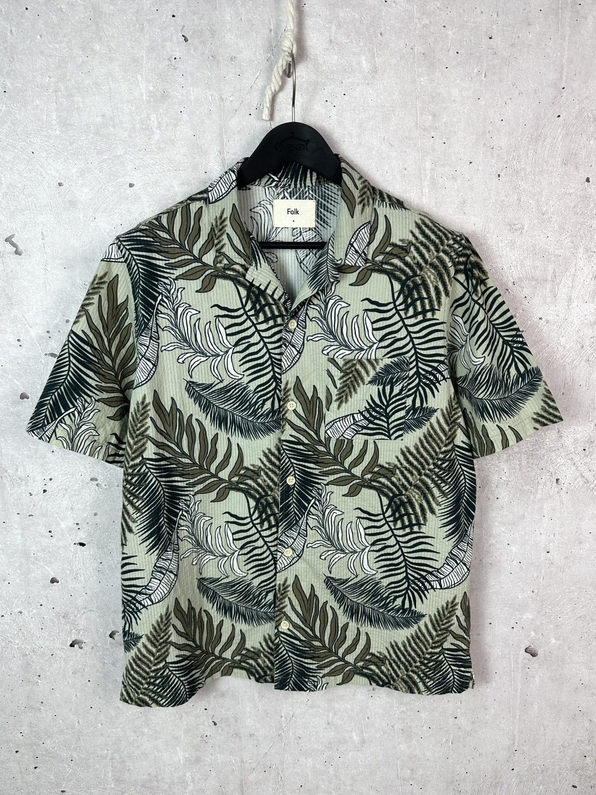 Folk Folk Tropical Leaves Green Cotton Short Sleeve Men’s Shirt Size US L / EU 52-54 / 3 - 1 Thumbnail