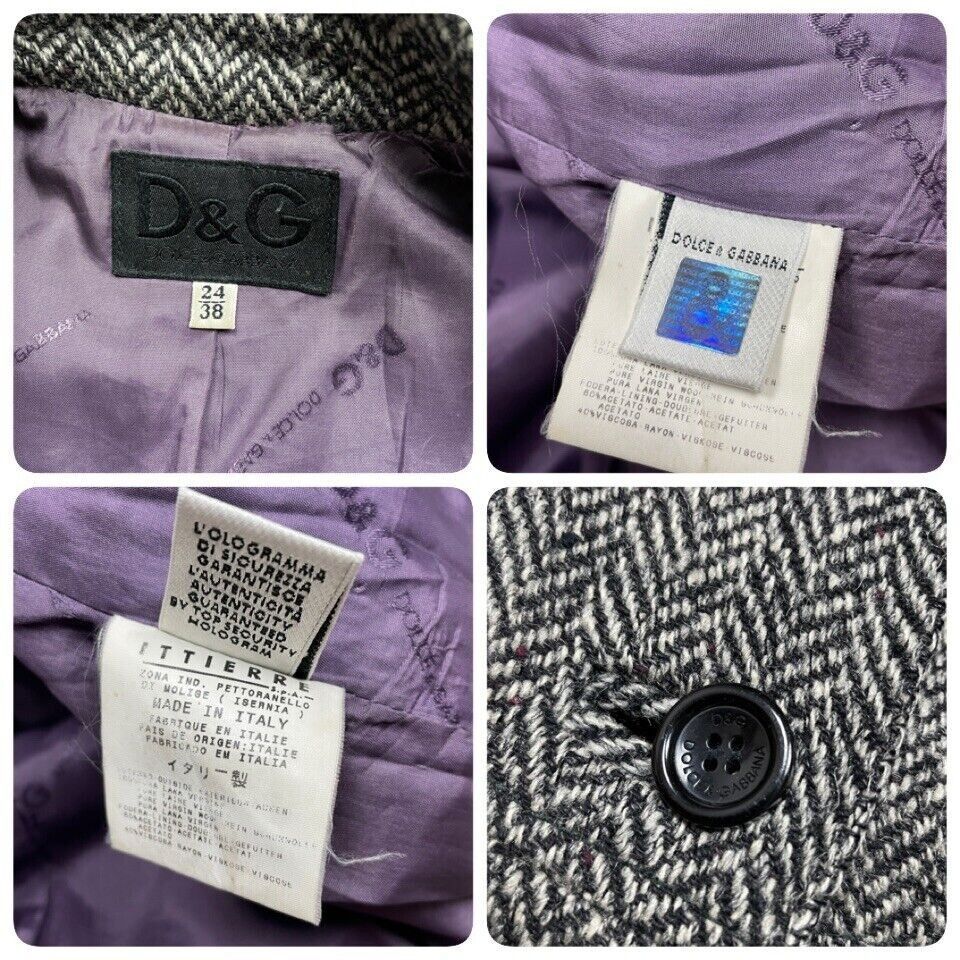 Dolce & Gabbana Dolce & Gabbana Womens Herringbone Tweed Wool Coat Jacket Size XS / US 0-2 / IT 36-38 - 19 Thumbnail