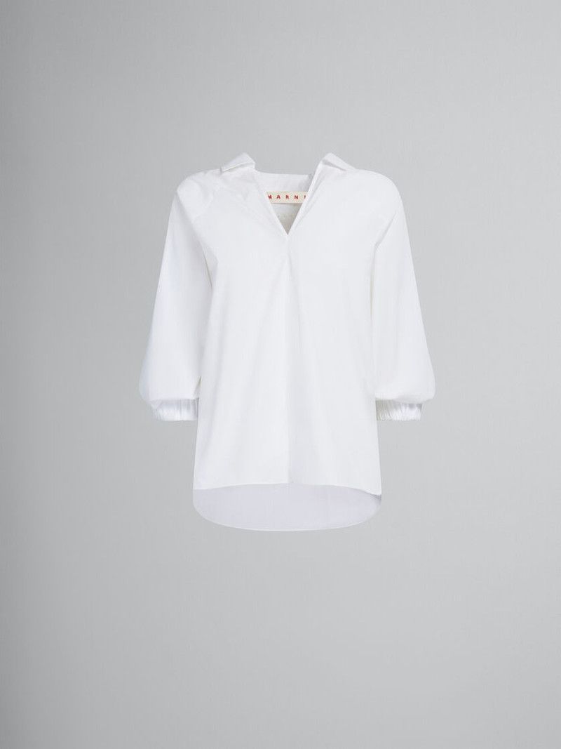 Marni o1w1db10426 Organic Poplin Top With Shirt in White Size XL / US 12-14 / IT 48-50 - 1 Thumbnail