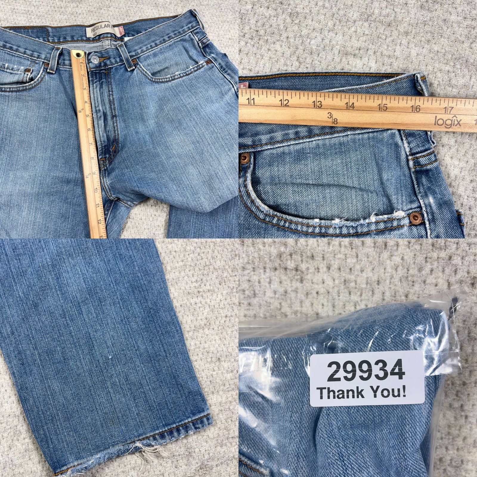 Levi's VINTAGE Levi's 505 Jeans Men 34x30 Regular Fit Straight Blue Distressed 5-Pocket Denim 34 Mens Jeans Regular Modern American Classic Levi's 505 Size US 34 / EU 50 - 10 Thumbnail