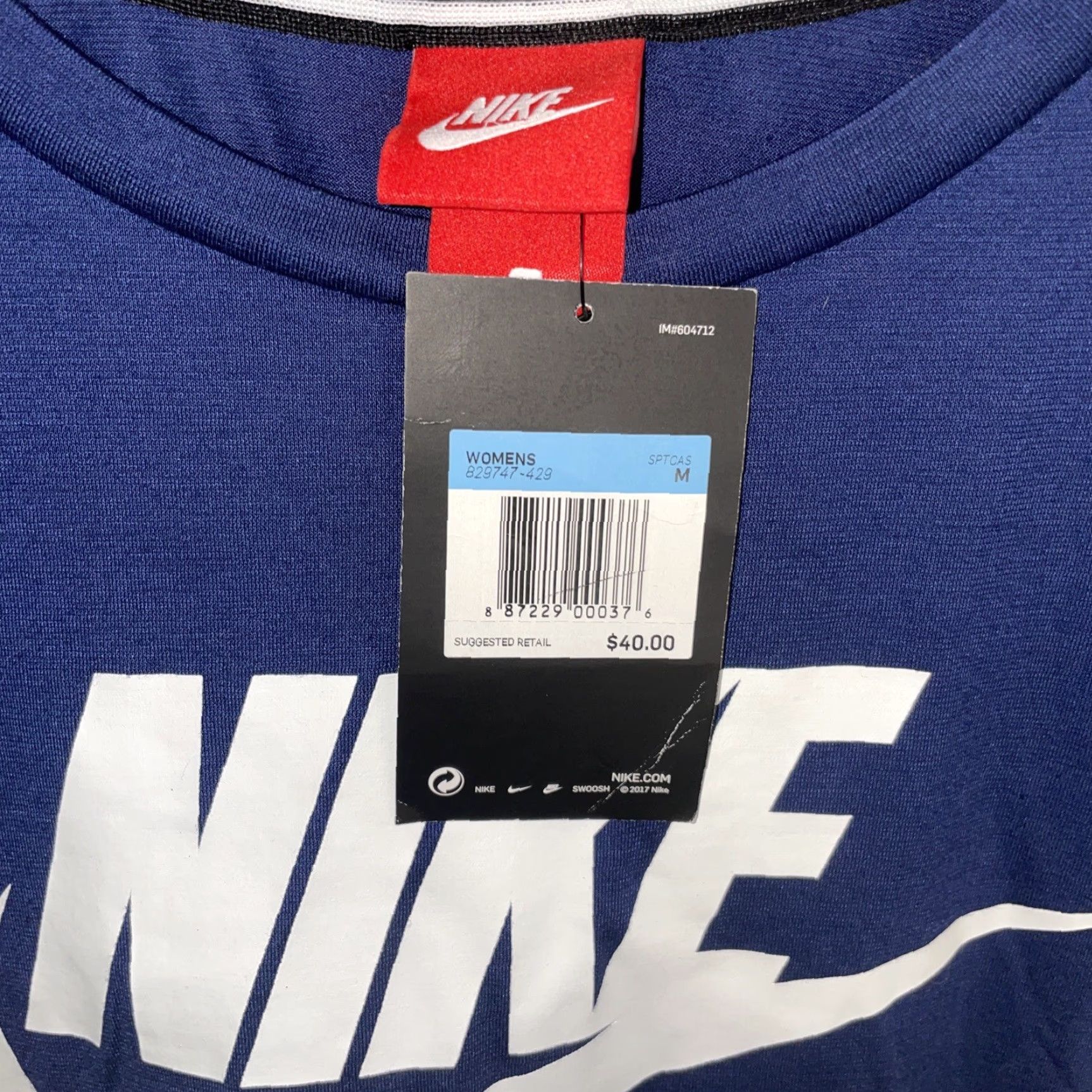 Nike VINTAGE Nike T-Shirt Unisex Adults Short Sleeve Medium Navy Blue 2017 Red Tag NWT Deadstock Sports Star Regular Cotton Blend Womens Mens Size US M / EU 48-50 / 2 - 3 Thumbnail