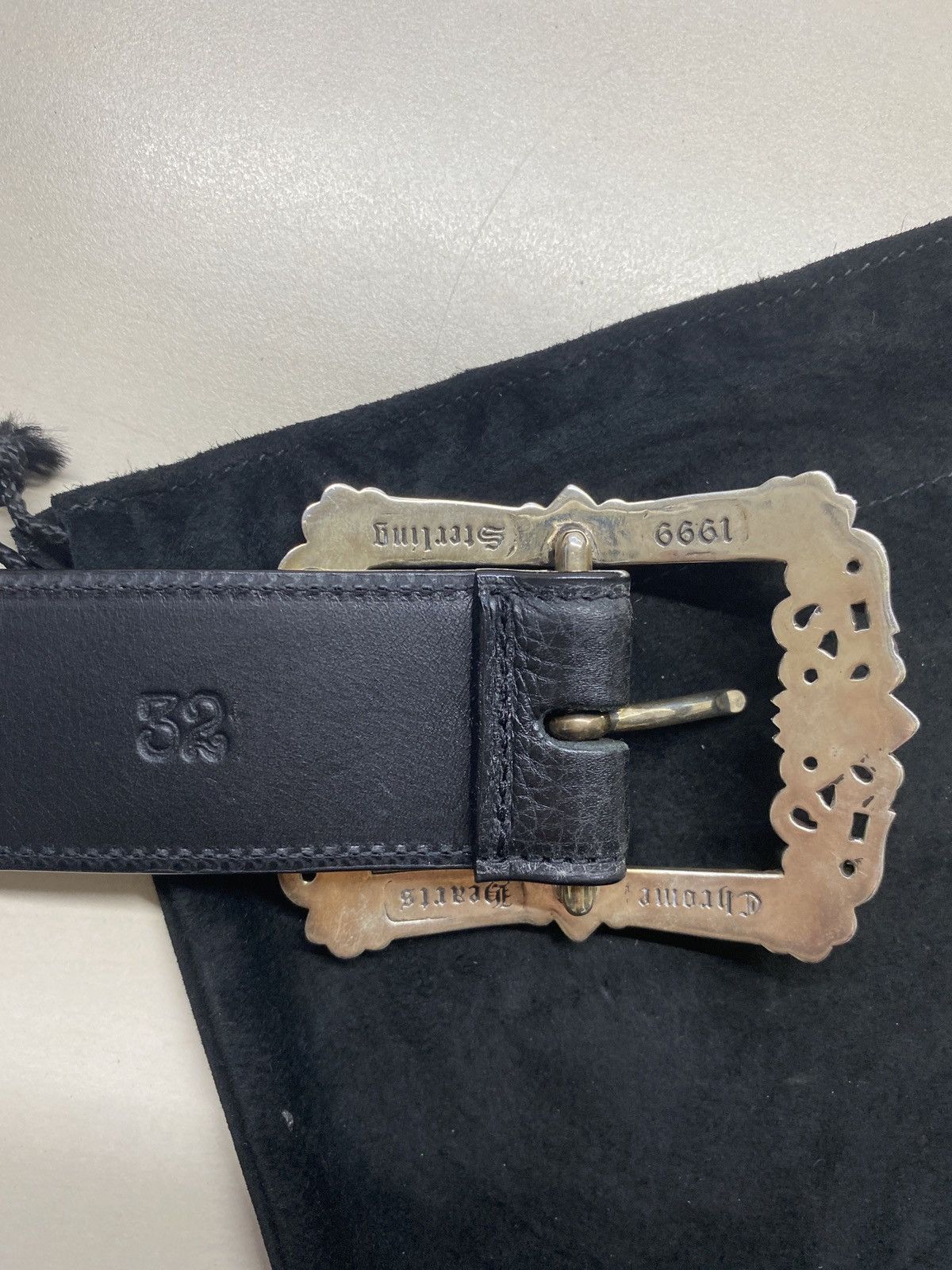 Chrome Hearts Chrome Hearts Black Leather Filigree Belt Size 32 - 8 Thumbnail