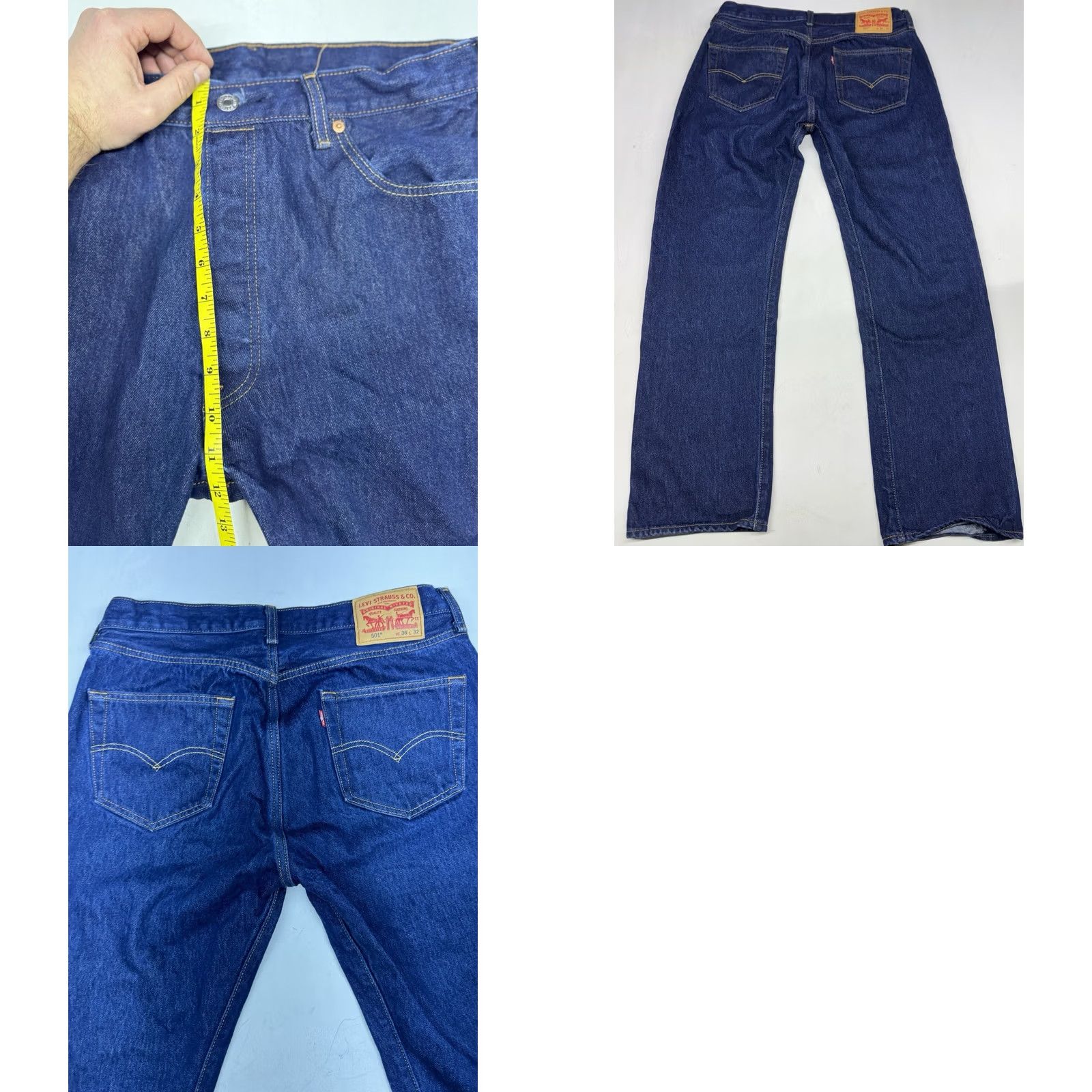 Levi's VINTAGE Levi's 501 Original Fit Jeans Men Straight Button Fly Denim 34x30 Jeans Mens Regular Dark Blue Size US 34 / EU 50 - 8 Thumbnail