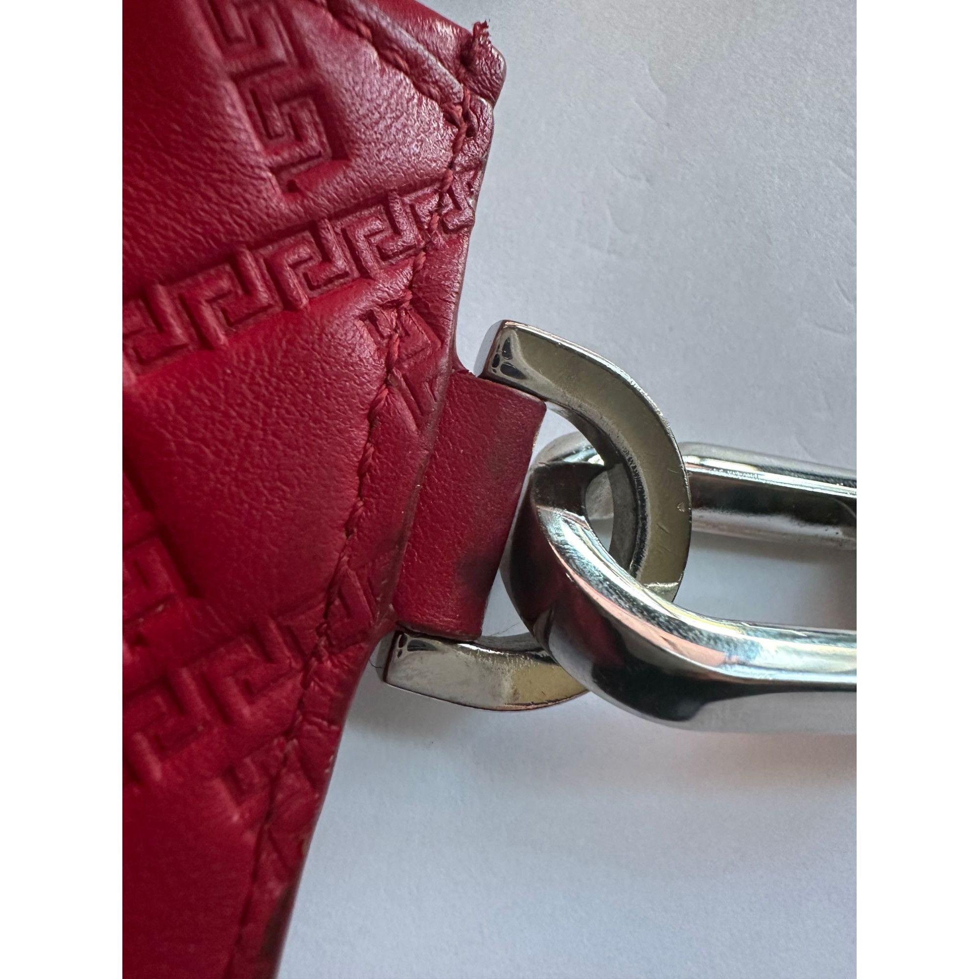 Versace Versace Large Red Logo Print Leather Wristlet Clutch Size ONE SIZE - 19 Thumbnail