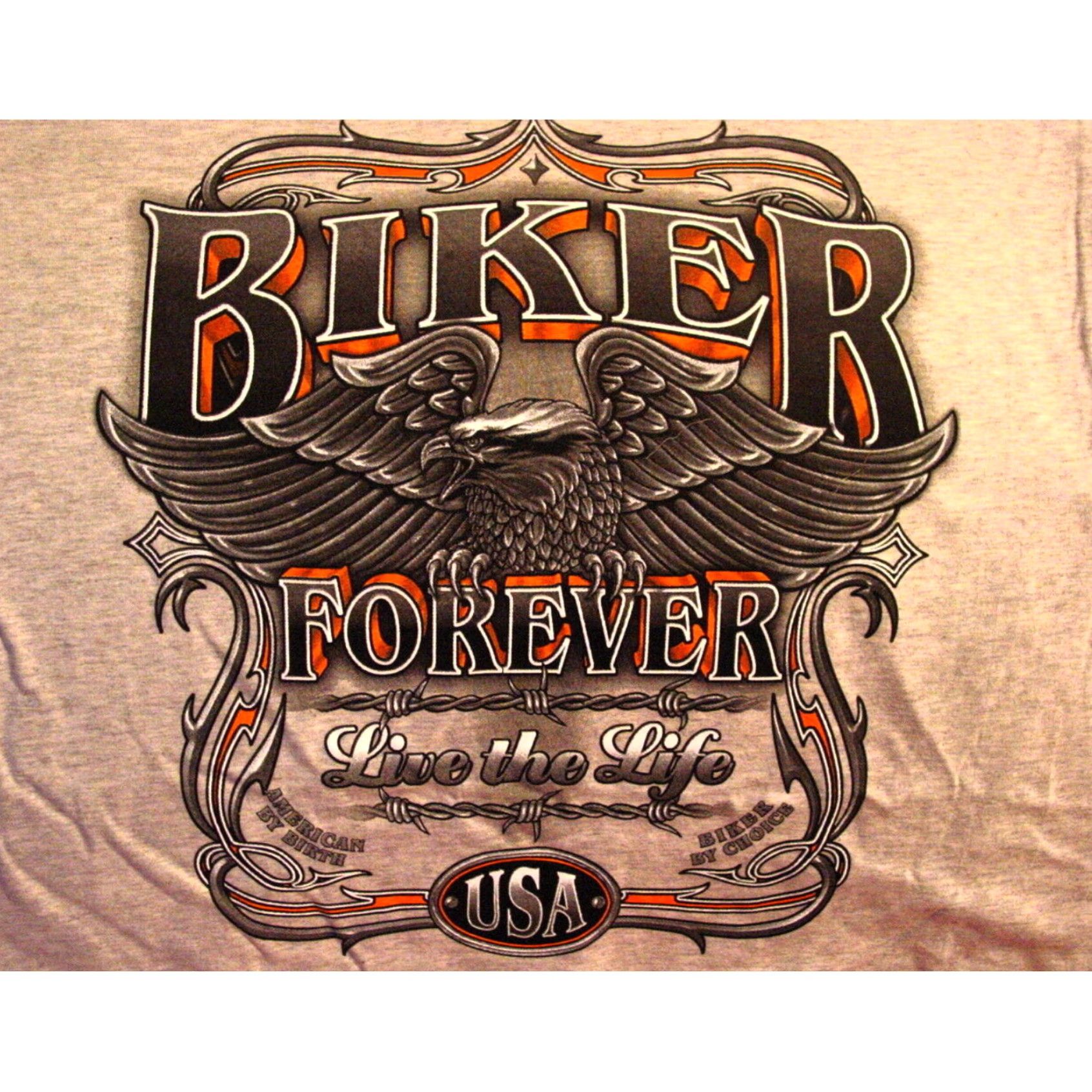 Vintage Biker Mens Grey Cotton T Shirt Live The Life Extra Large XL Size US M / EU 48-50 / 2 - 2 Thumbnail