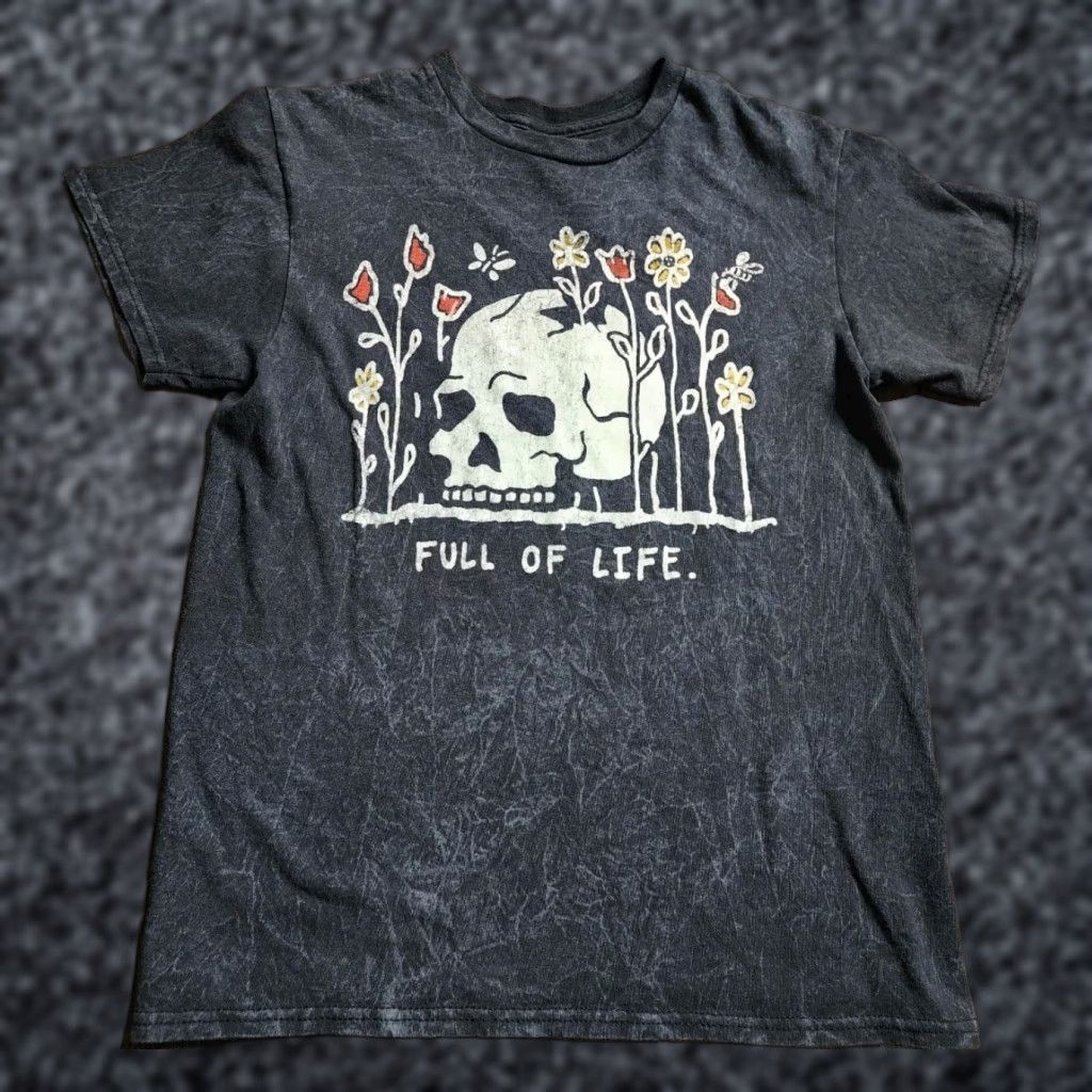 Alife Womens S Peace of Mind T-Shirt Skull Flower Crew Neck Short Sleeve Black Cotton Modern Basic 90s Halloween Womens Size S / US 4 / IT 40 - 1 Thumbnail