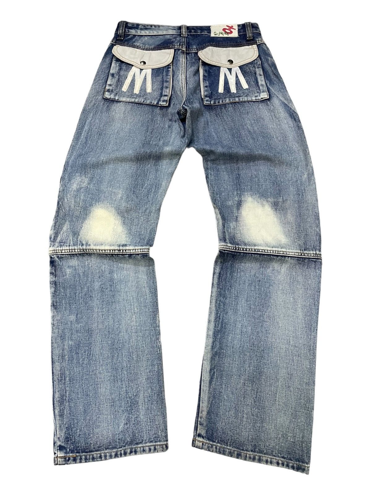 Hysteric Glamour × Japanese Brand Guwawa Japan Enzyme Wash Loose Baggy Kevlar Jeans Size US 29 - 2 Thumbnail